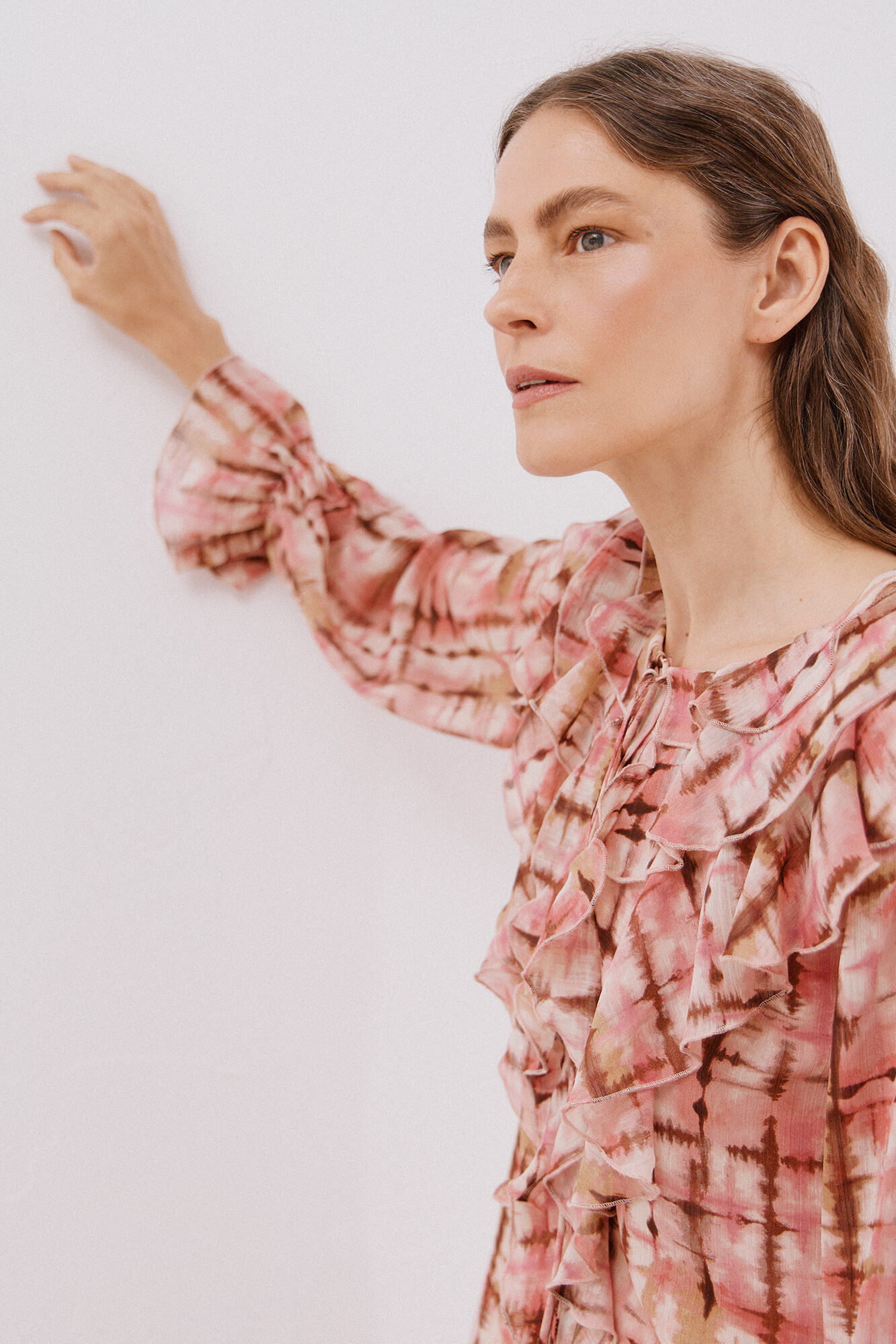 Cortefiel Vestido fluido con volantes Multicolor