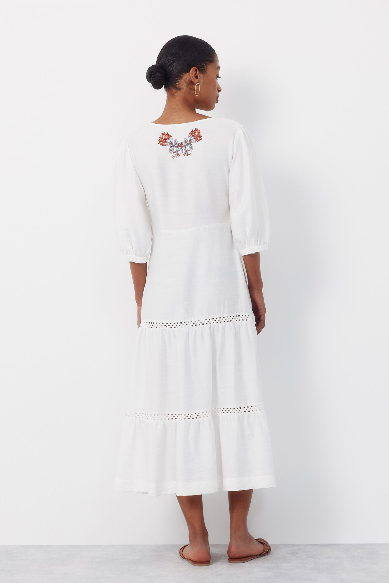 Cortefiel Vestido largo estampado Estampado blanco