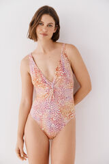 Cortefiel Traje de ba&ntilde;o modelador drapeado Estampado rojo