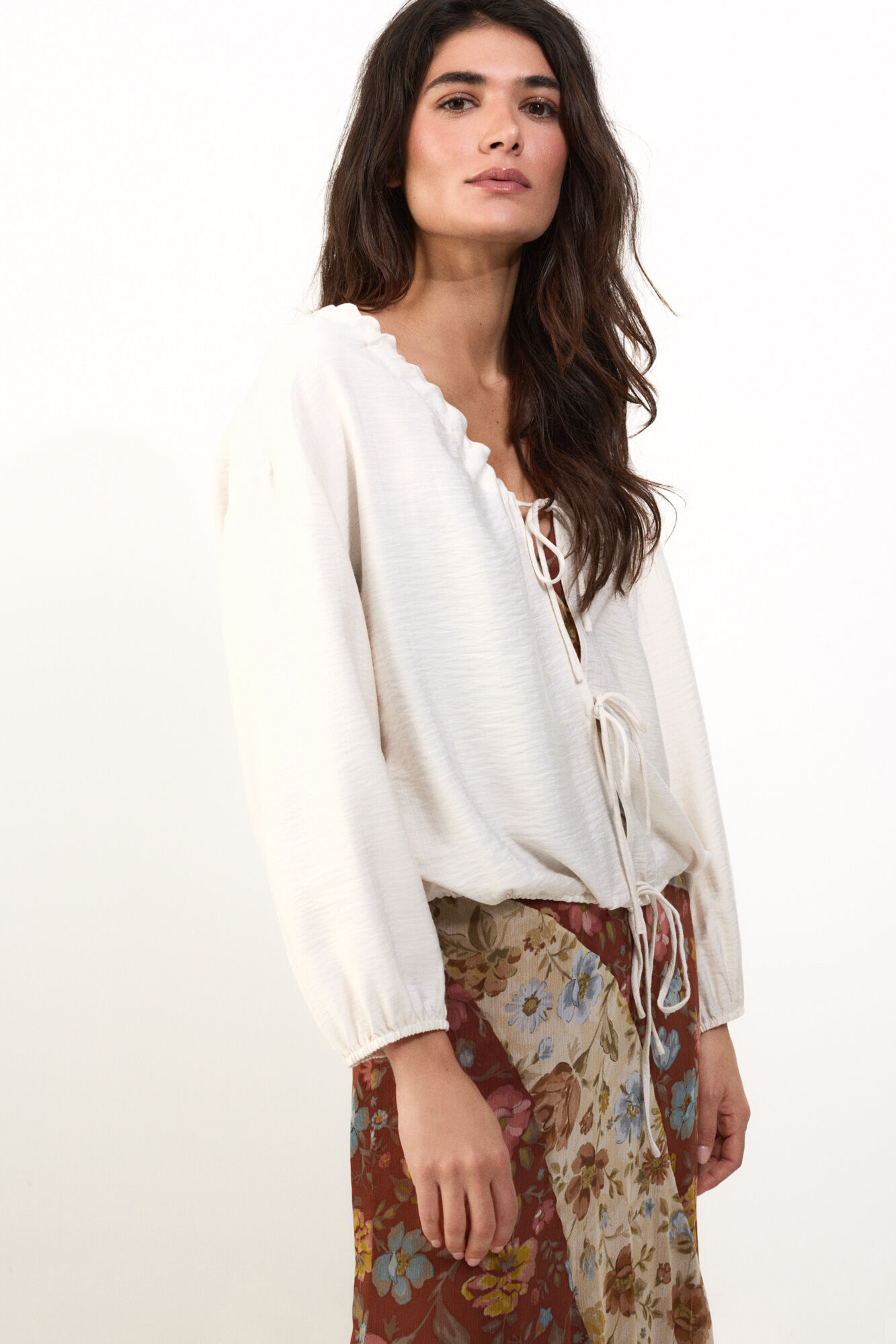 Slowlove Blusa con lazos Blanco