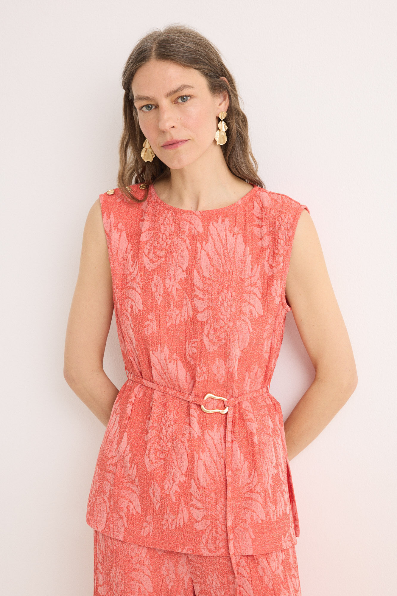 Cortefiel Top jacquard hebilla