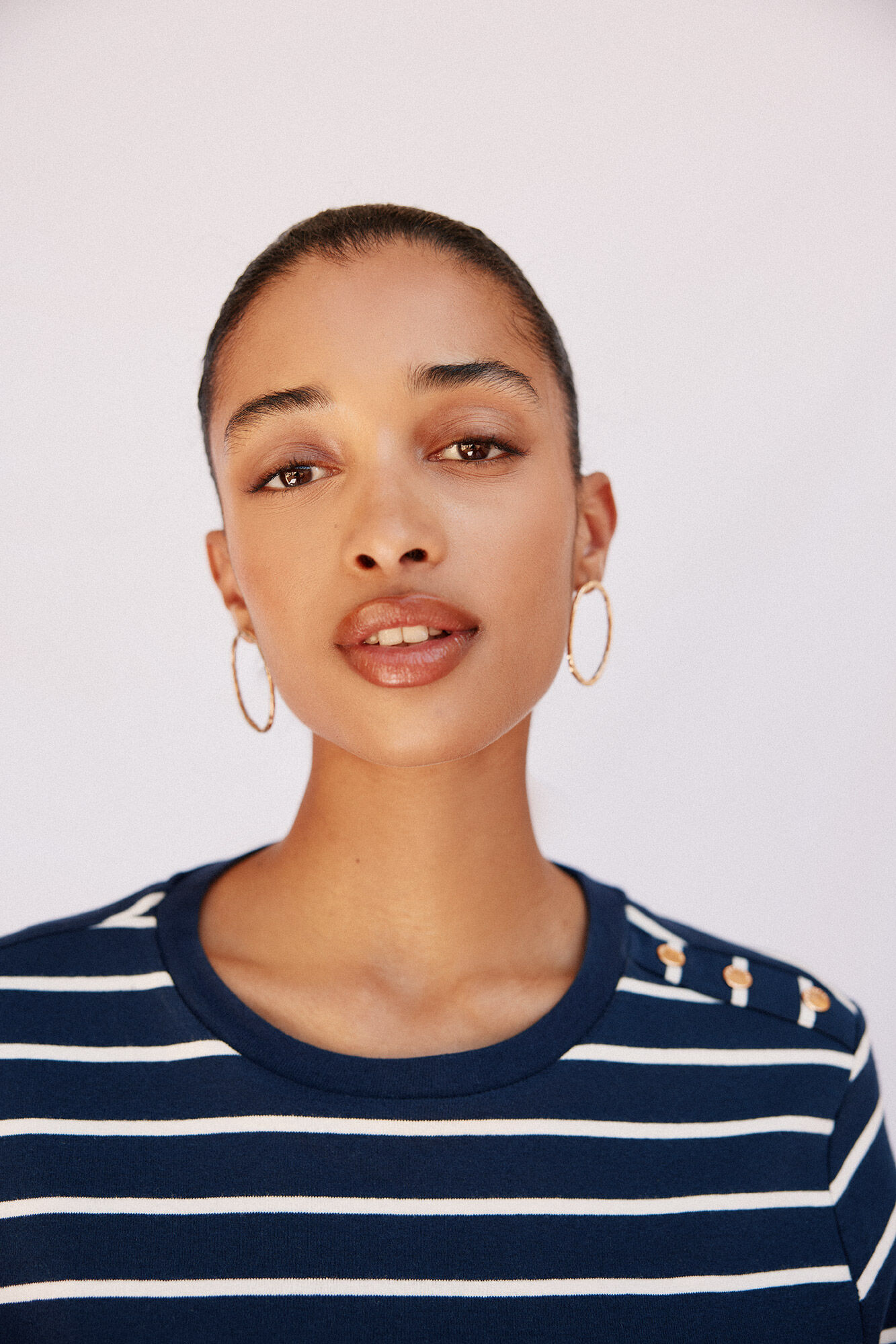 Cortefiel Playera b&aacute;sica con botones dorados Estampado azul