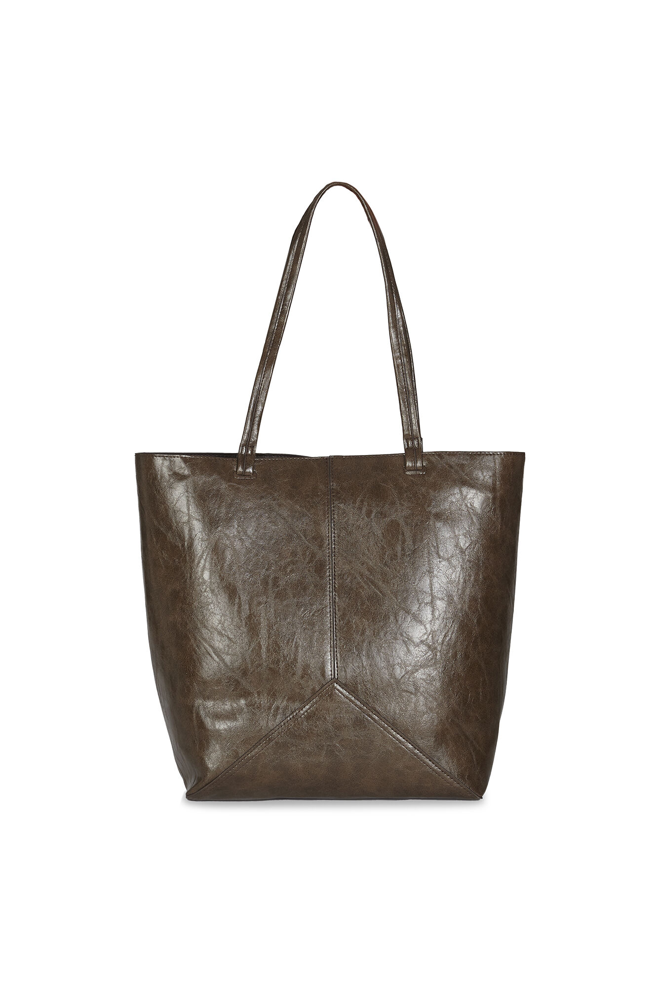 Cortefiel Bolsa shopper con cortes Marr&oacute;n oscuro