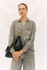 Cortefiel Camisa denim tencel Verde