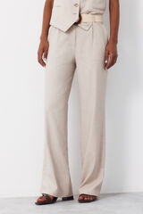 Cortefiel Pantal&oacute;n ancho de lino Arena