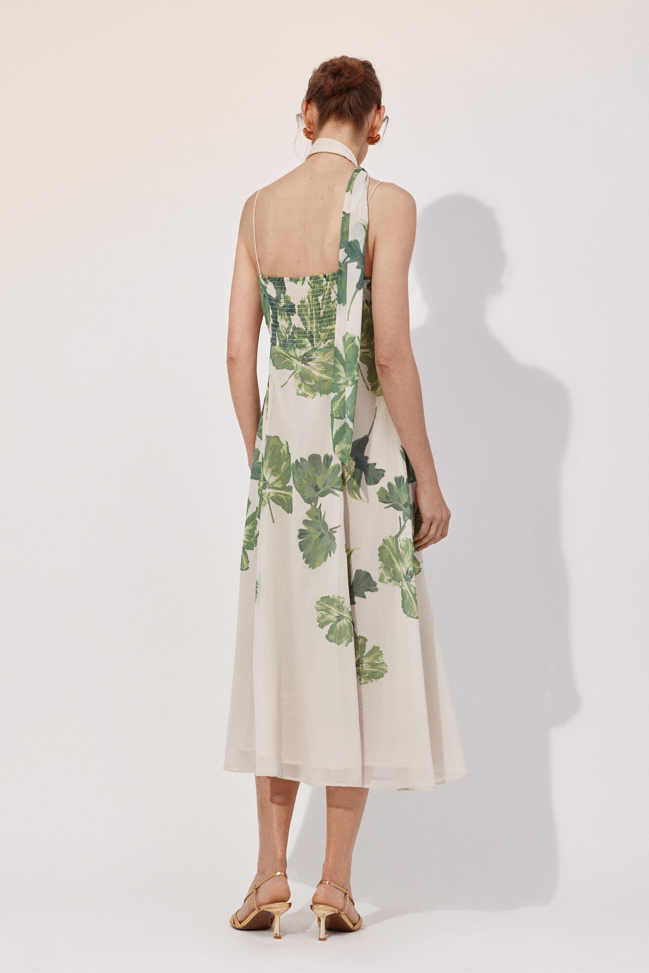 Cortefiel Vestido largo estampado posicional Estampado blanco