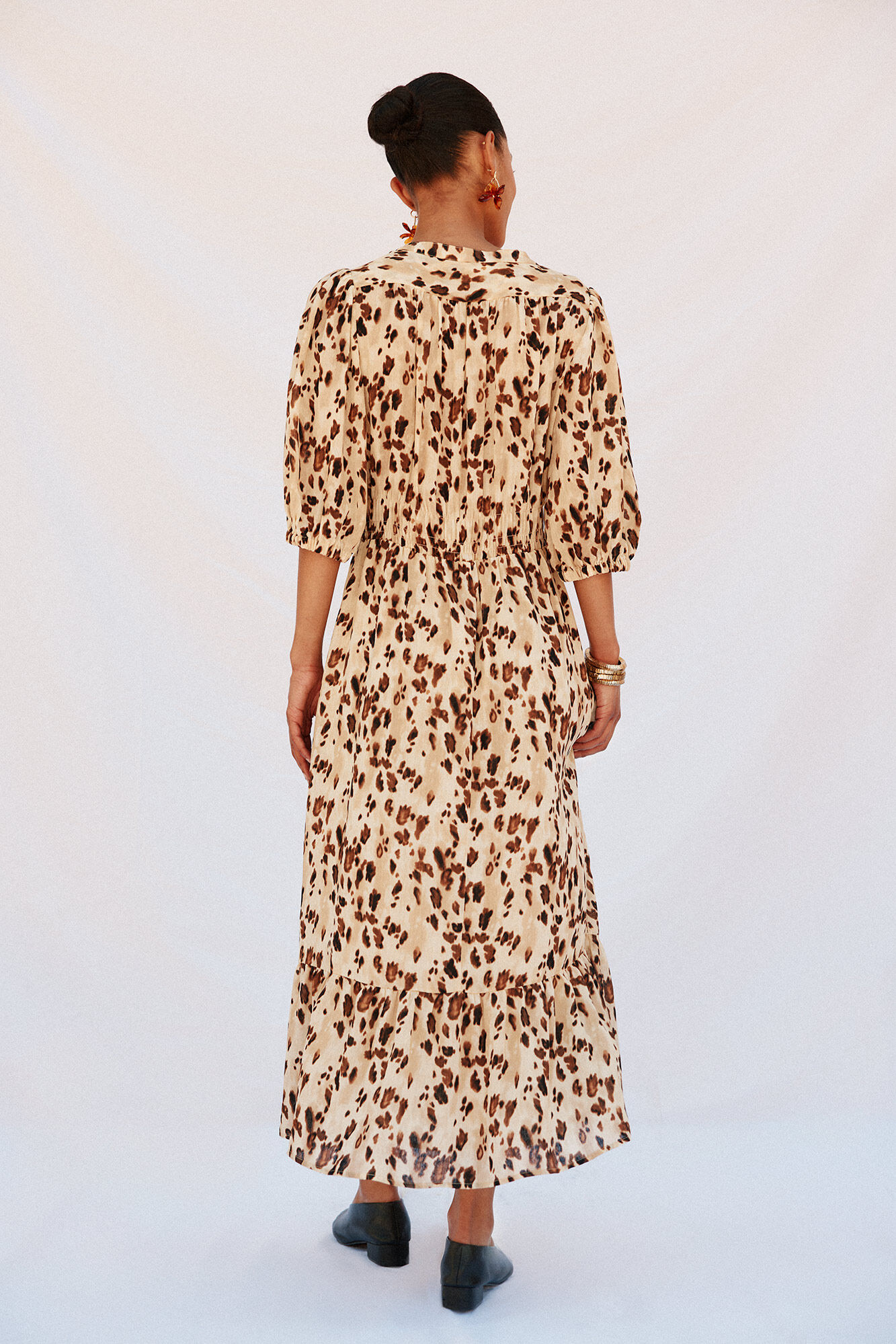 Cortefiel Vestido largo estampado ajustado Multicolor