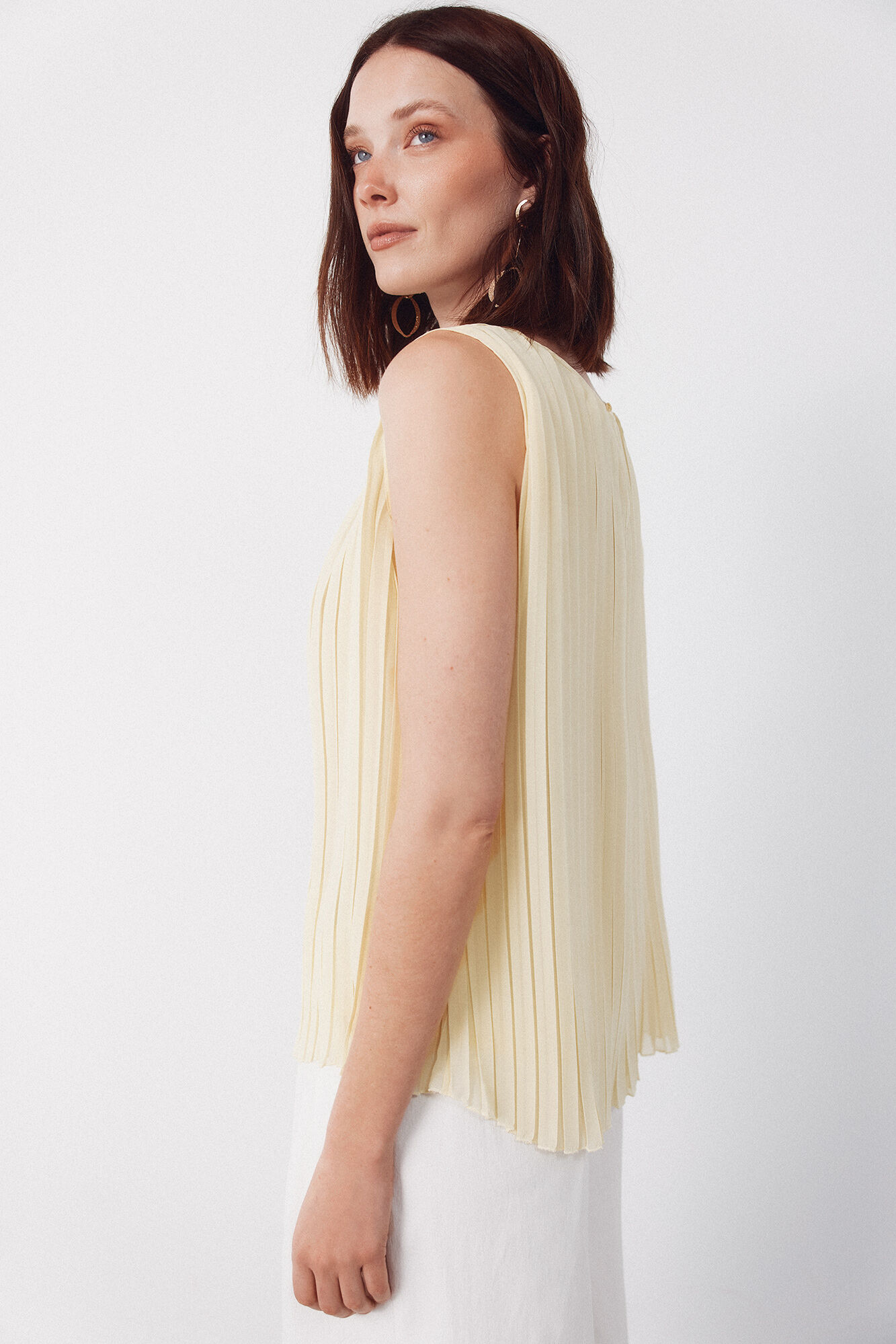 Cortefiel Blusa plisada Amarillo