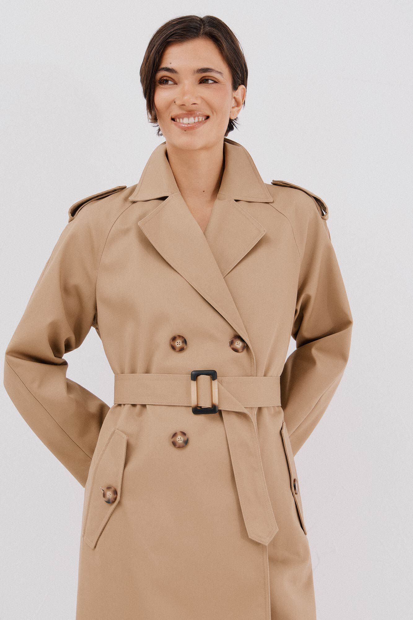 Cortefiel Gabardina larga Beige