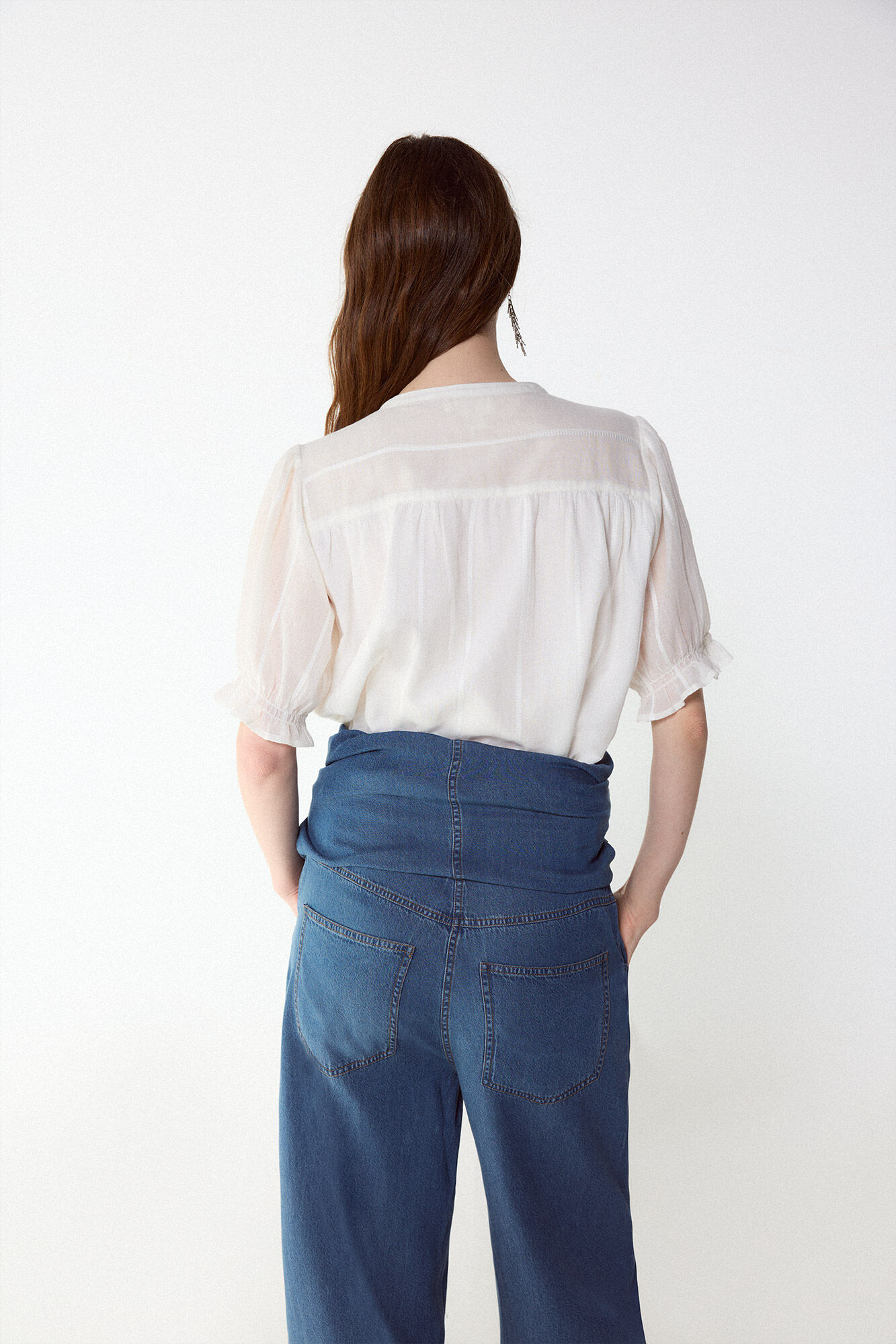 Slowlove Blusa fluida dobby Marfil