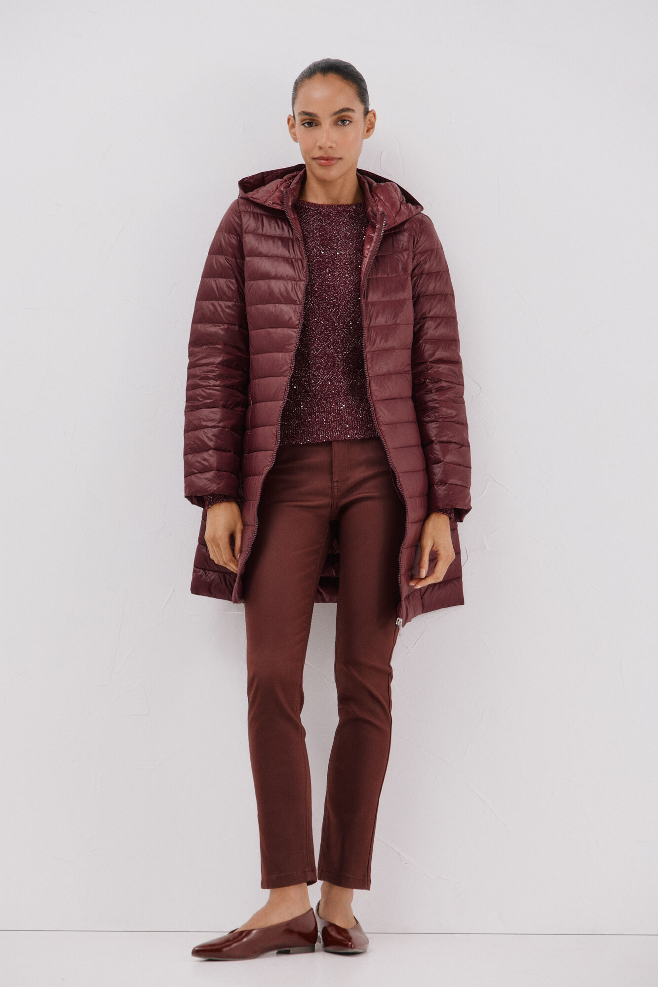 Cortefiel Abrigo largo plumas