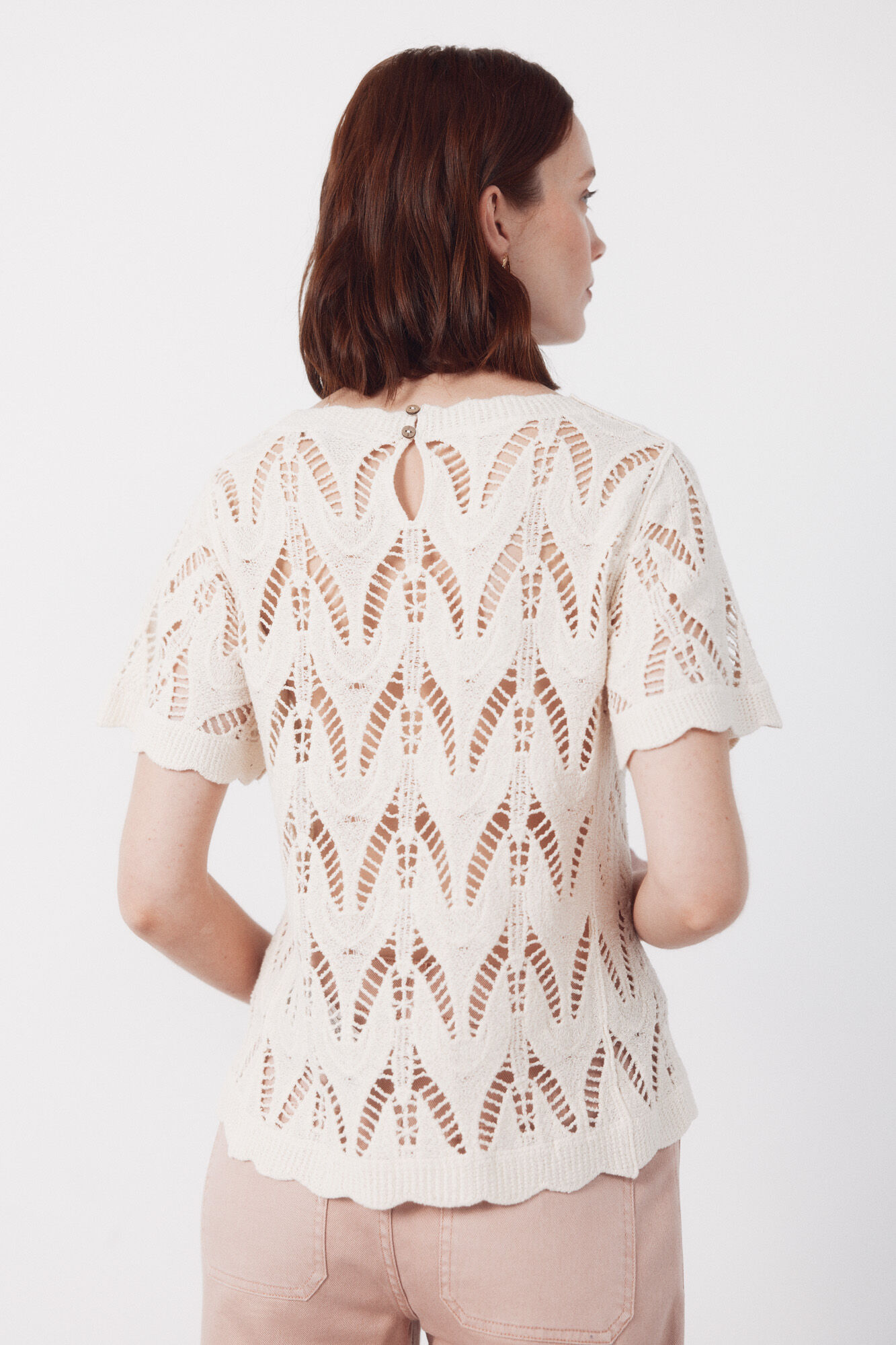 Cortefiel Top crochet Blanco