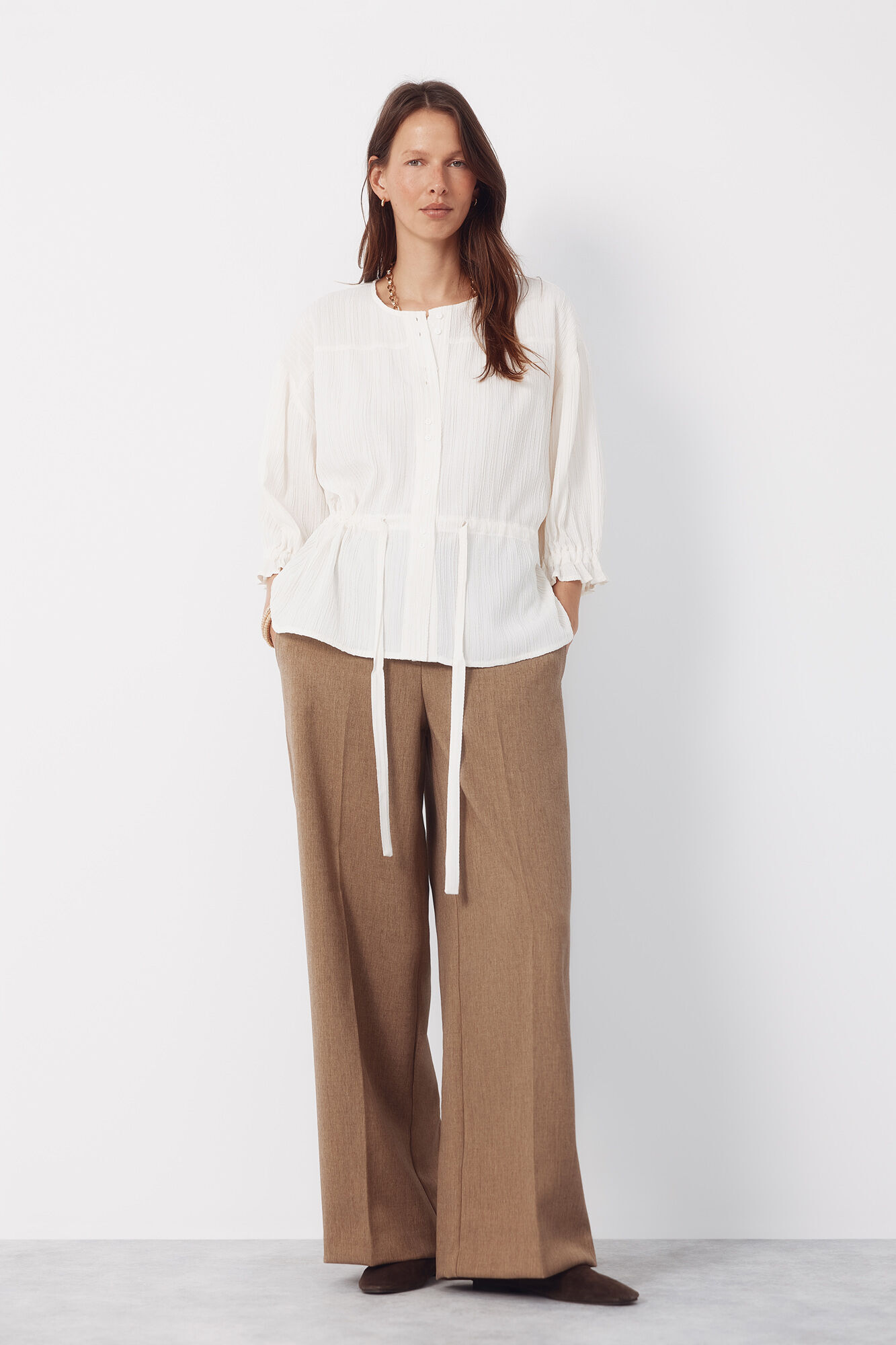 Cortefiel Pantal&oacute;n palazzo Beige
