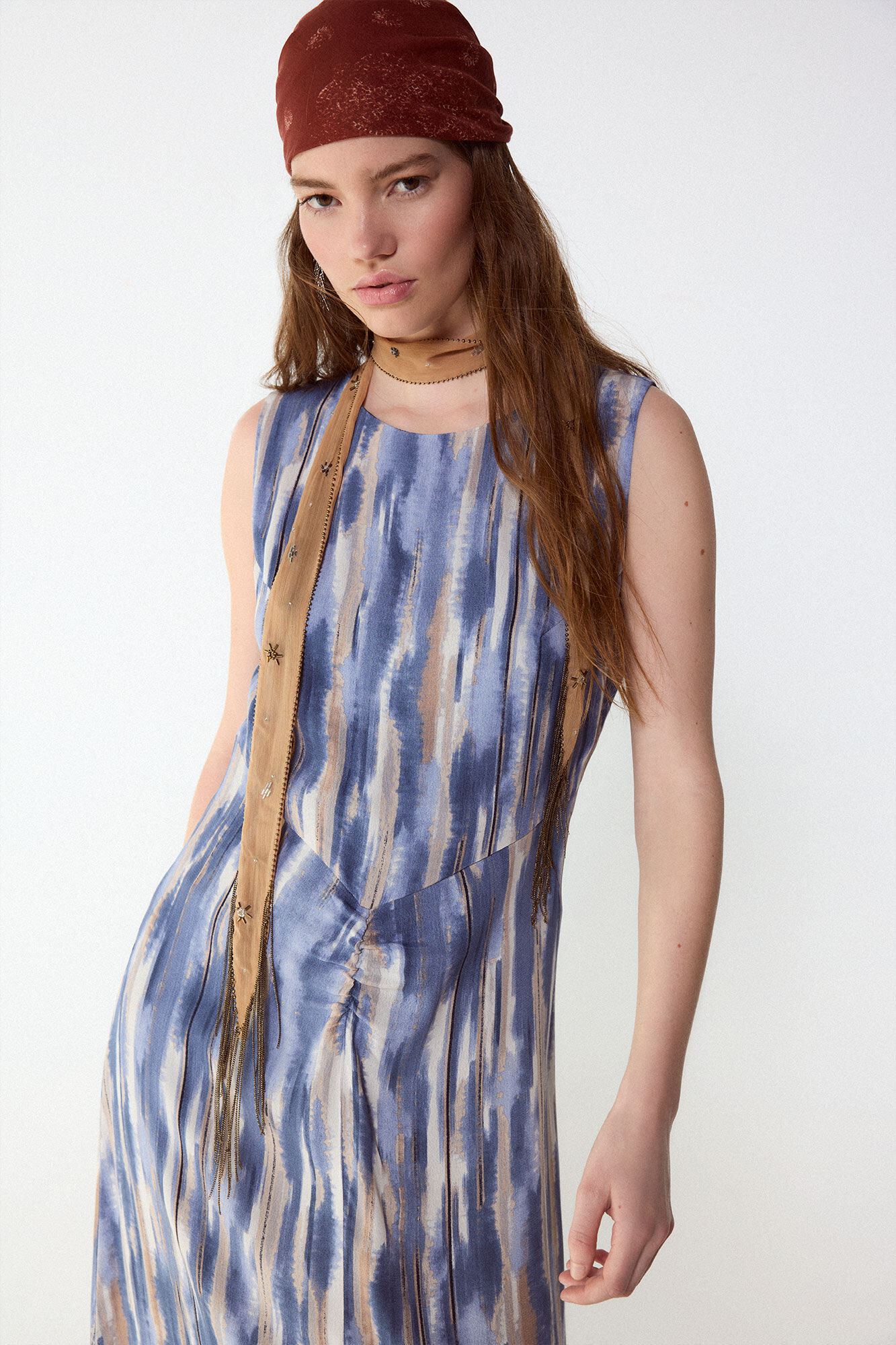 Slowlove Vestido estampado con frunce