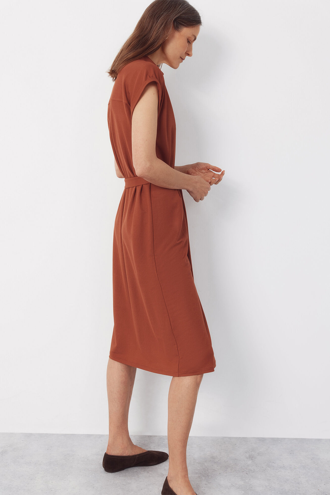 Cortefiel Vestido camisero Marr&oacute;n