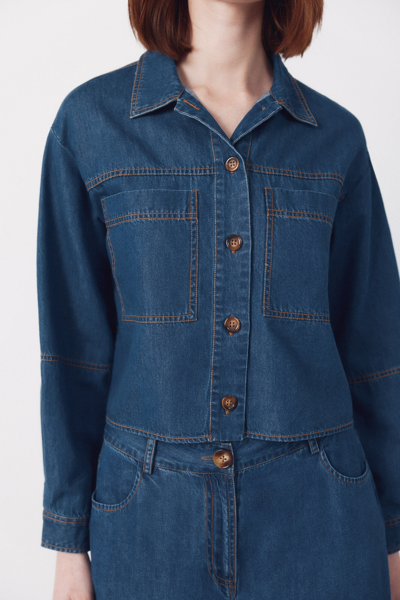 Cortefiel Camisa de mezclilla suave Azul