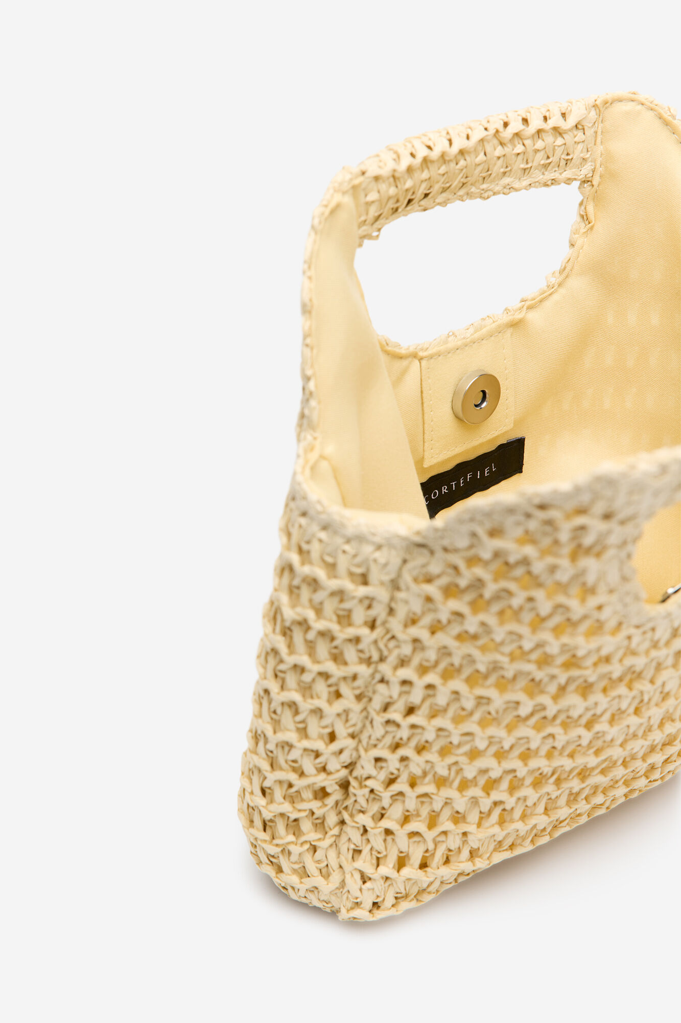 Cortefiel Bolsa trenzada de rafia Marfil