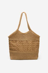 Cortefiel Bolsa tipo tote estampado espigas Marr&oacute;n
