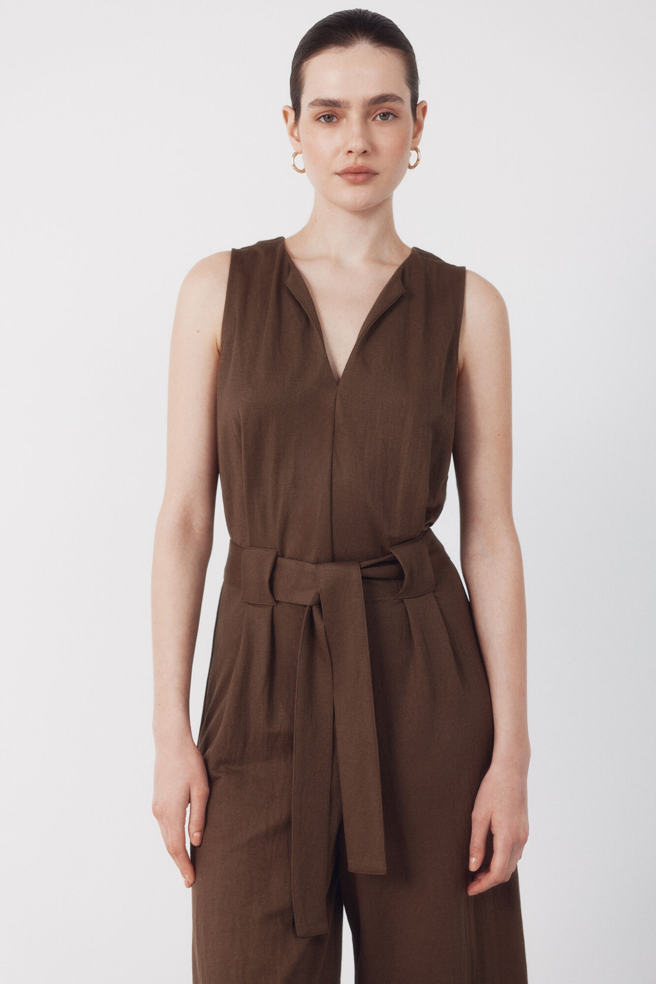 Cortefiel Jumpsuit de piqu&eacute; Marr&oacute;n oscuro