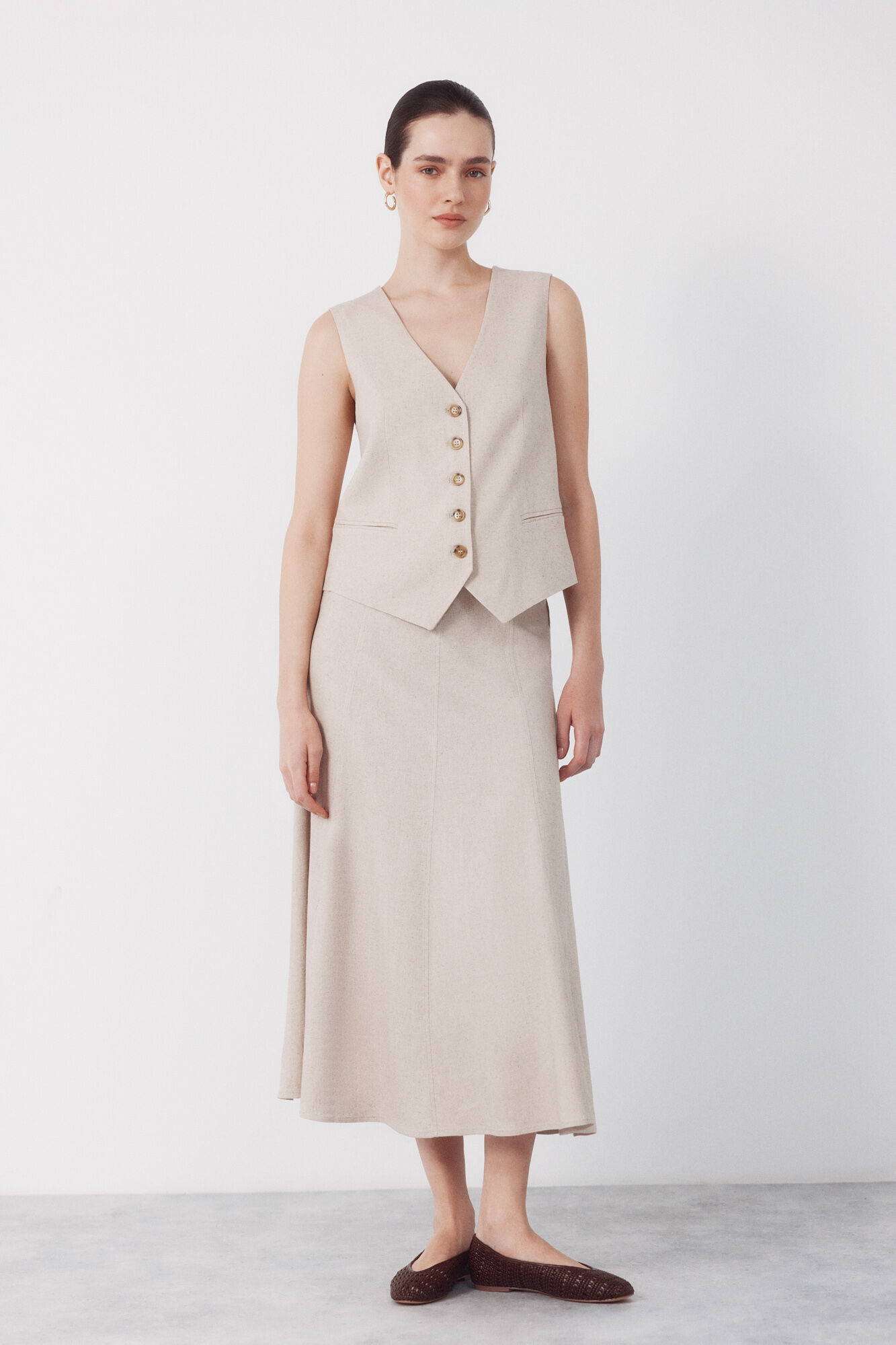 Cortefiel Chaleco sastrero Arena