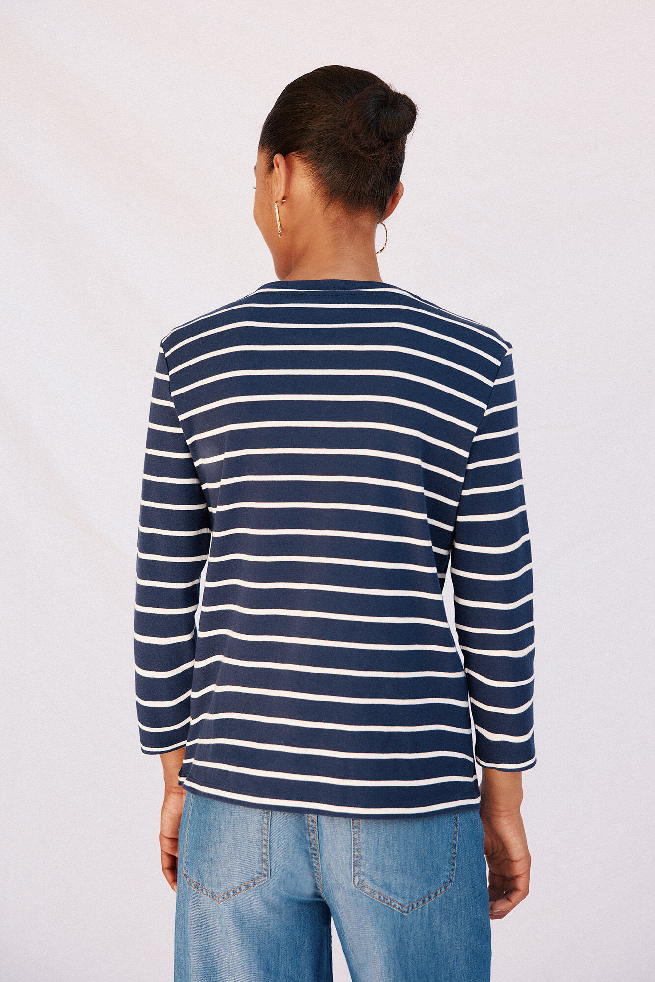 Cortefiel Playera b&aacute;sica con botones dorados Estampado azul