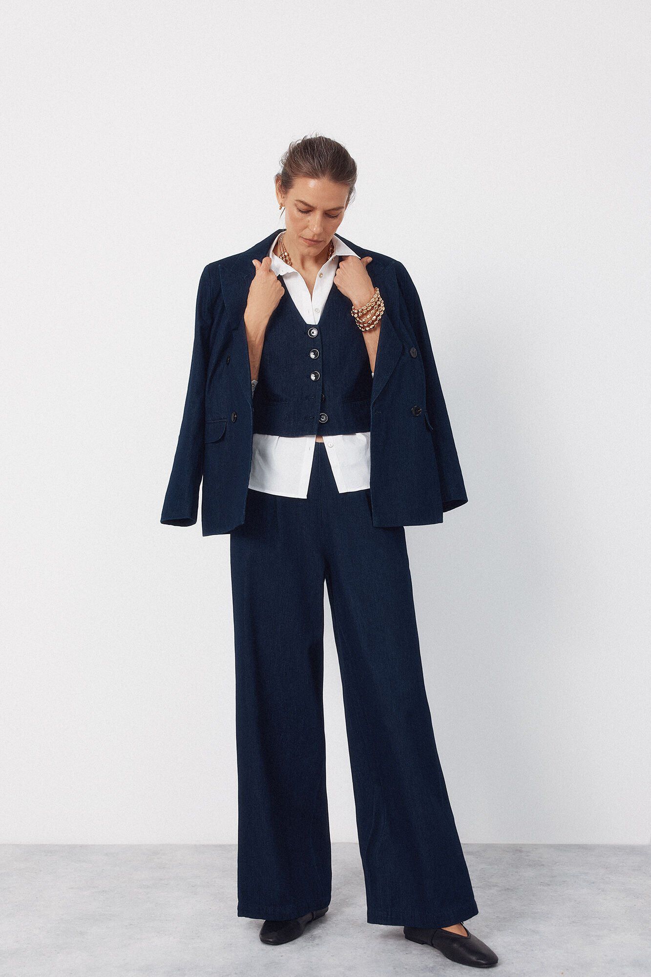 Cortefiel Chaleco de mezclilla sastre Azul