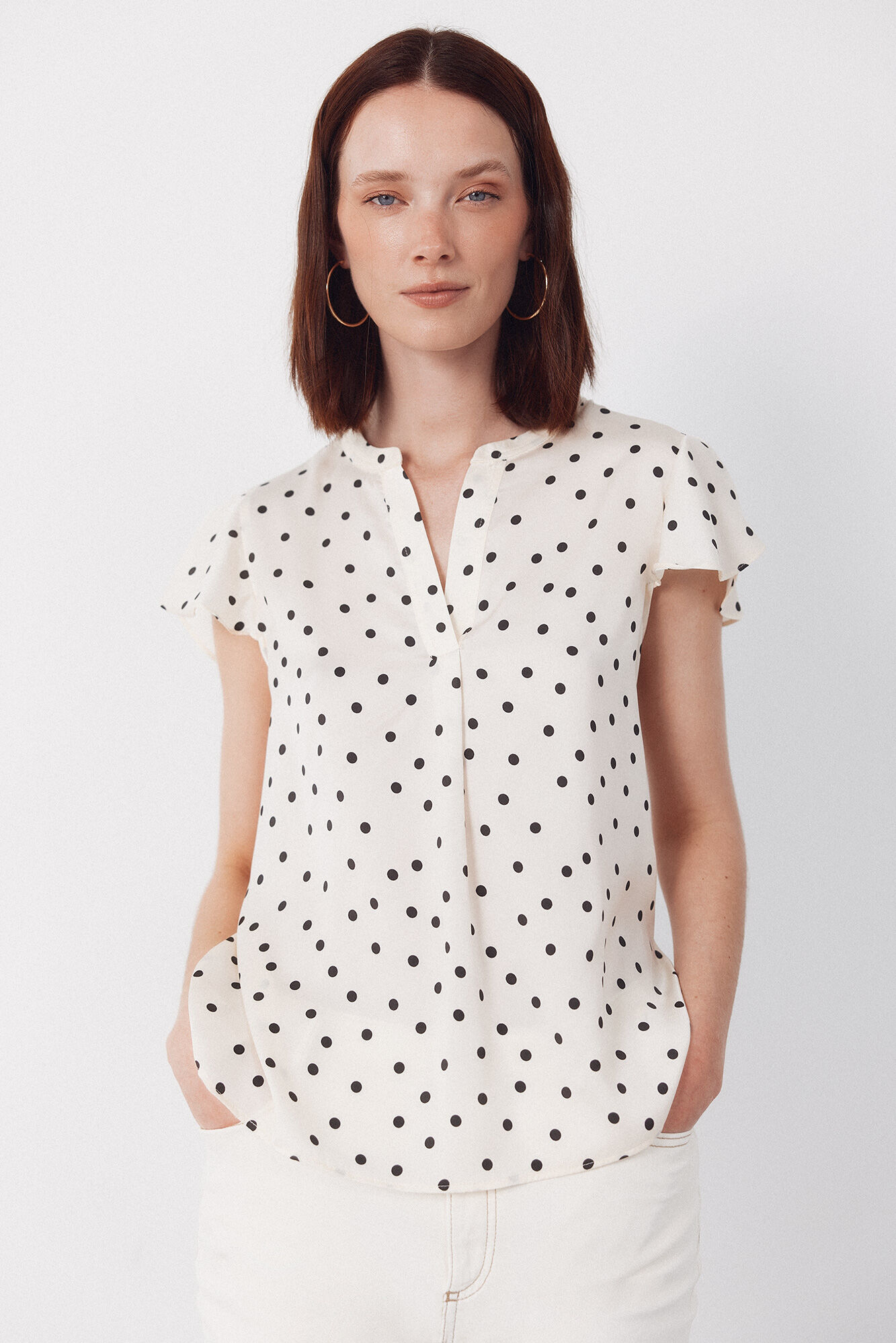 Cortefiel Blusa fluida de manga de vuelo