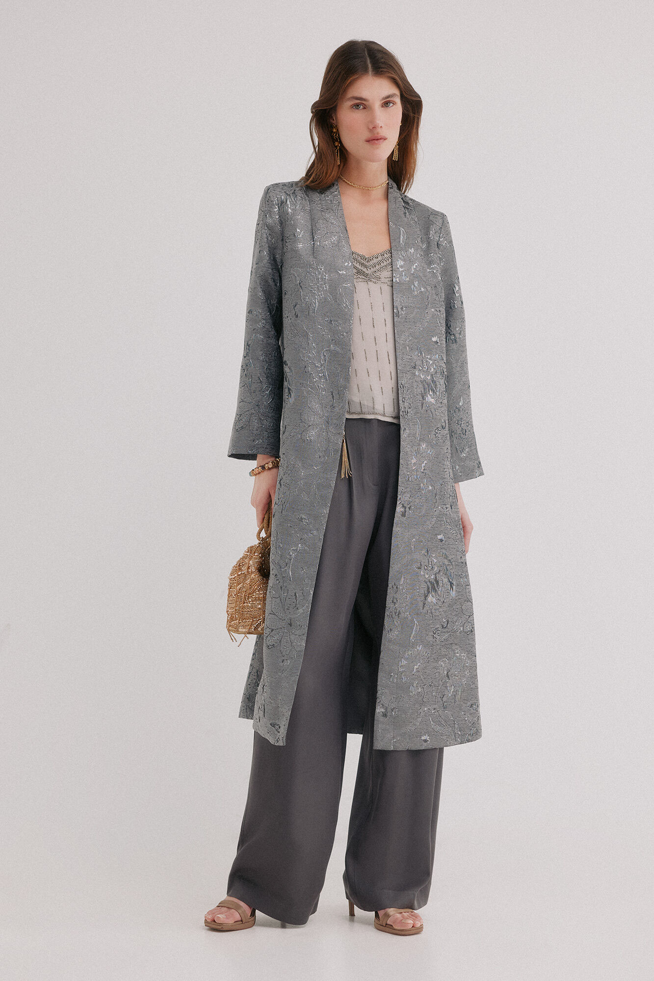 Hoss Intropia Eva. Kimono de jacquard Gris
