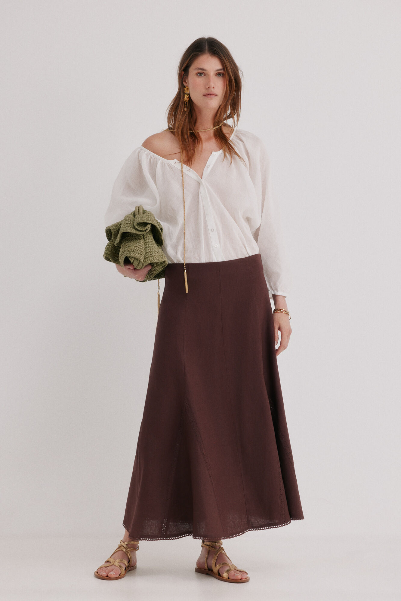 Hoss Intropia Raina. Falda midi Marron