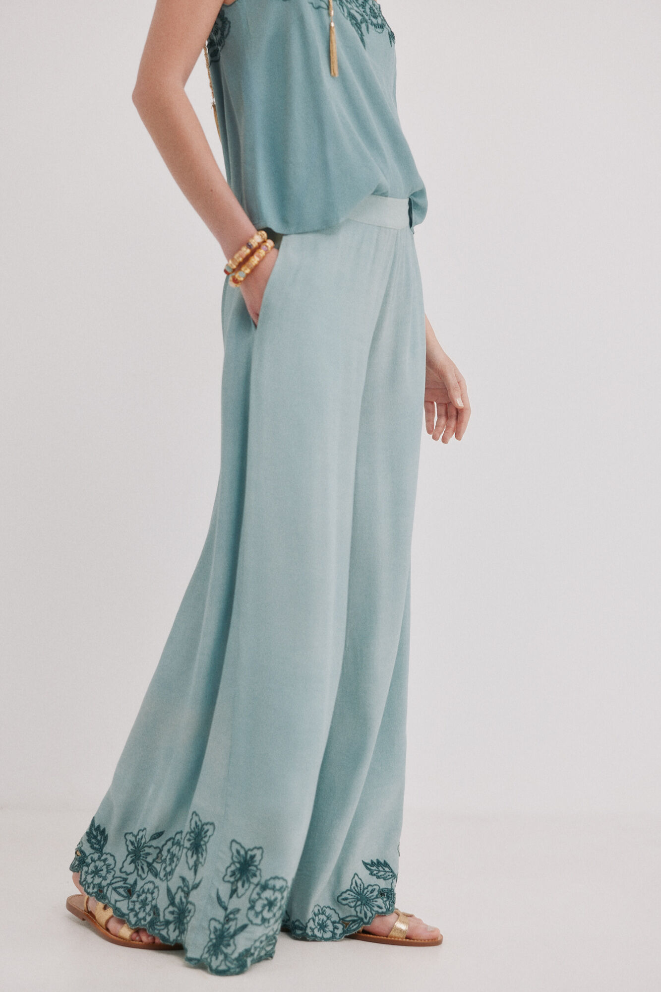 Hoss Intropia Persia. Pantal&oacute;n largo Turquesa