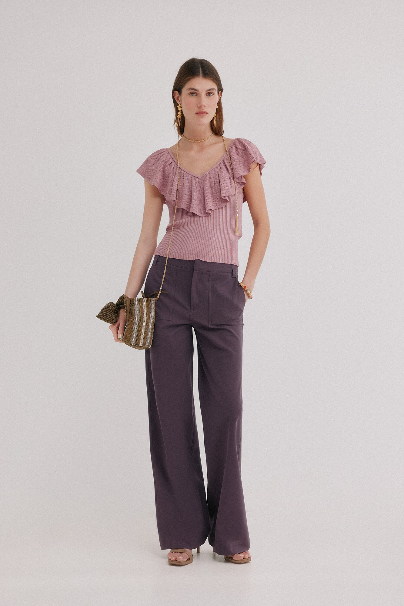 Hoss Intropia Inna. Top con volante Rosa