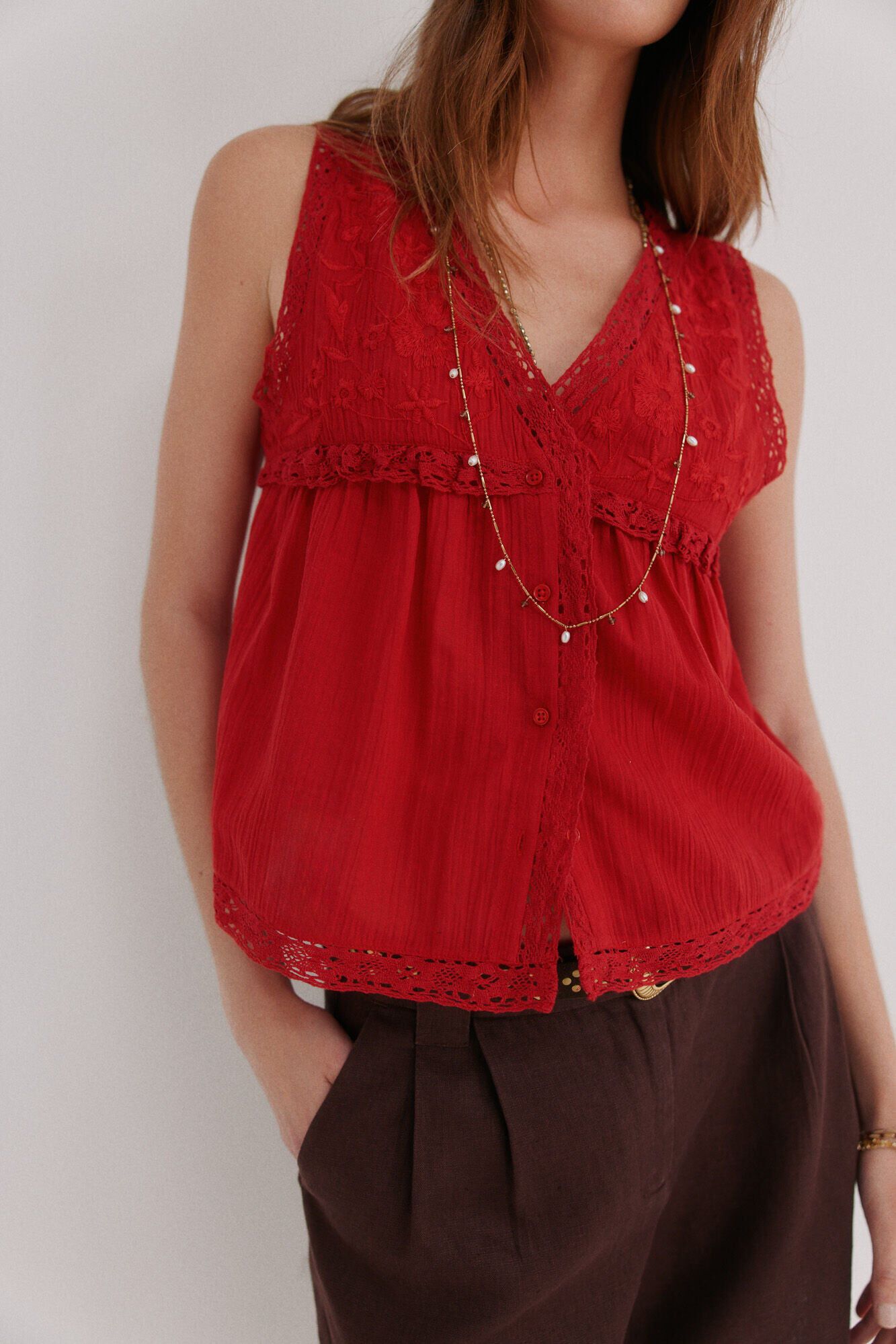 Hoss Intropia Cora. Blusa rom&aacute;ntica rojo