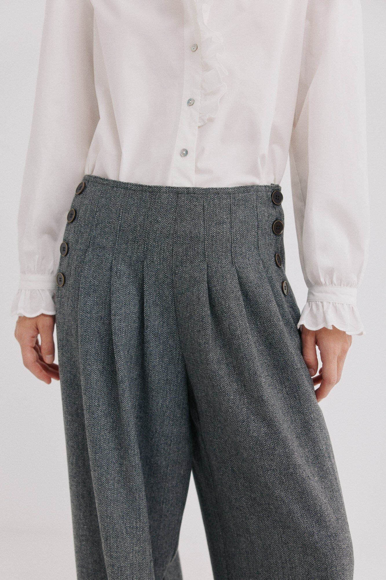 Hoss Intropia Phebe.Pantal&oacute;n con botones Gris