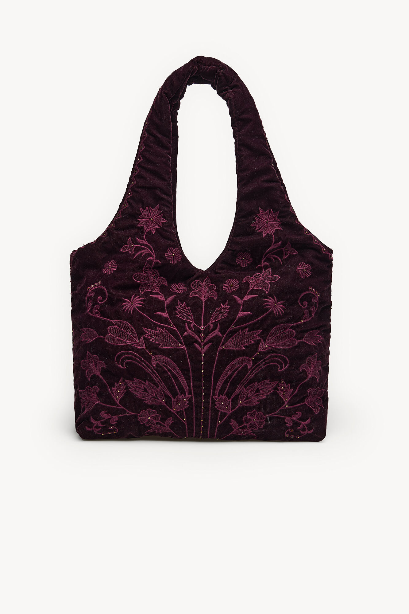 Hoss Intropia Nuria. Bolsa hobo de terciopelo bordado