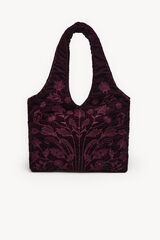 Hoss Intropia Nuria. Bolsa hobo de terciopelo bordado Granate