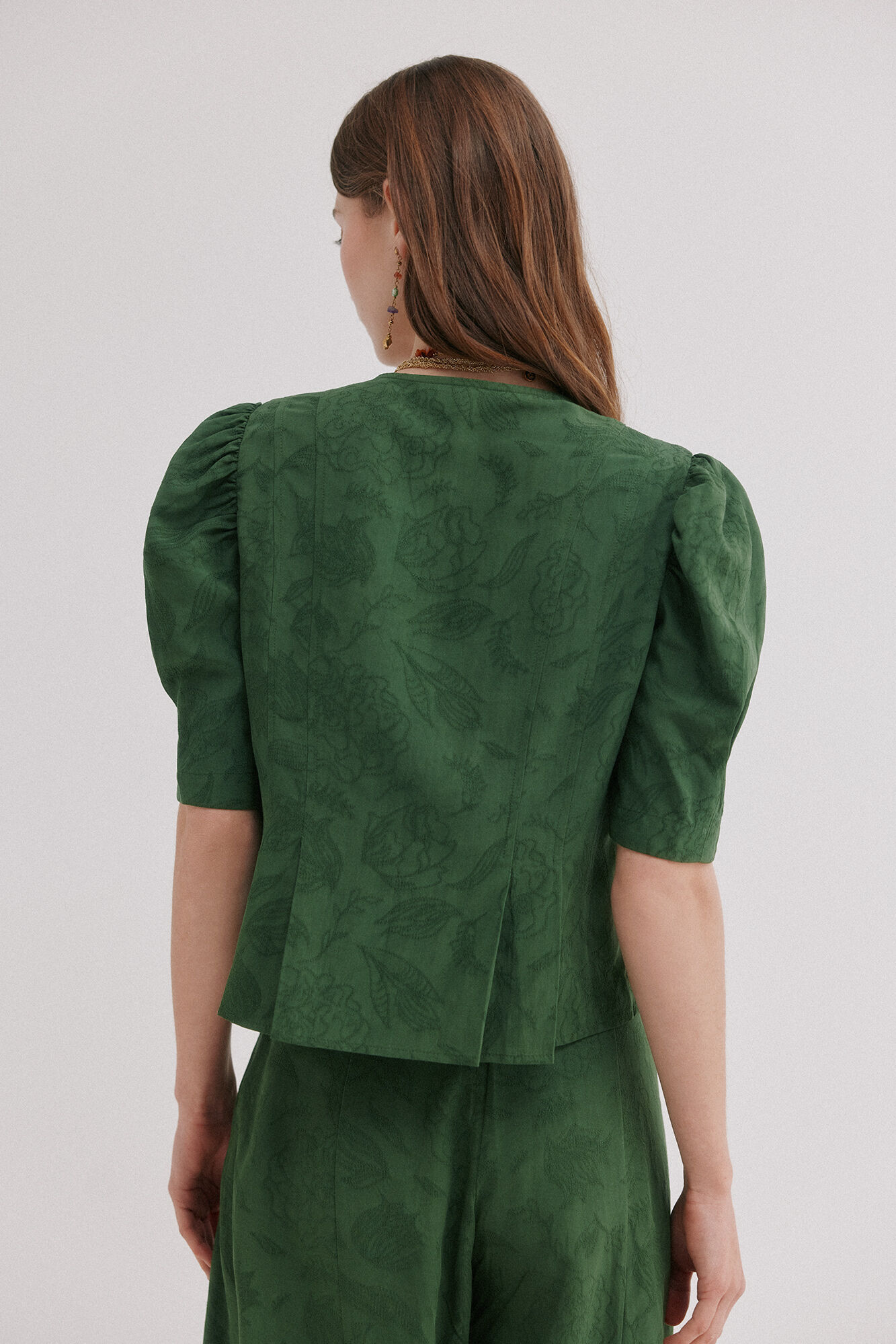 Hoss Intropia Casilda. Blusa rom&aacute;ntica entallada Kaki