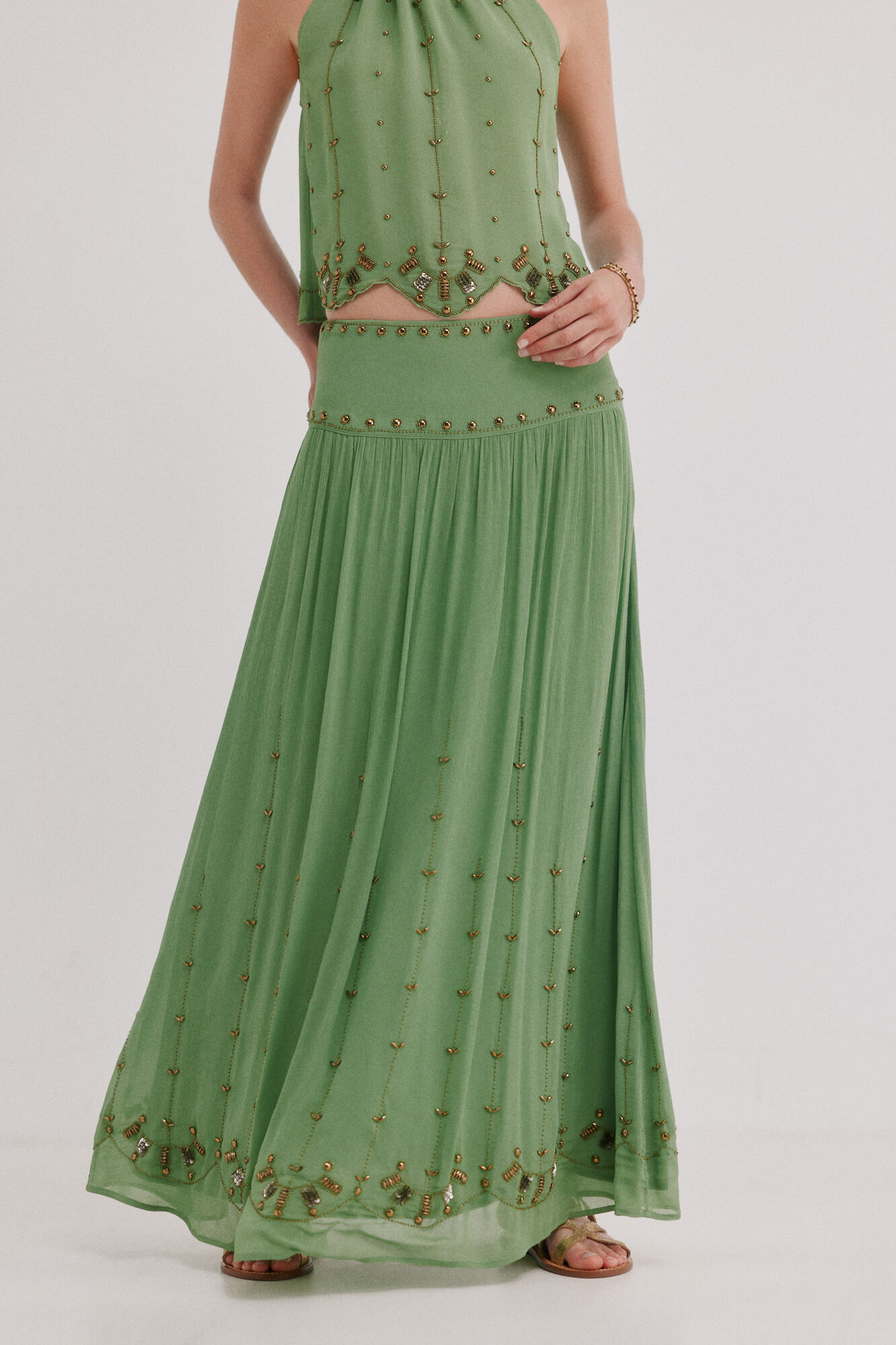 Hoss Intropia Rita. Falda abalorios Verde