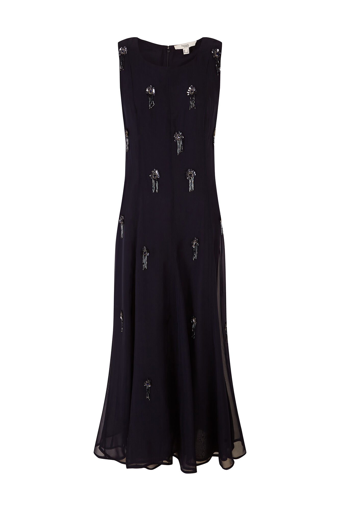 Hoss Intropia Althea. Vestido abalorios Azul marino