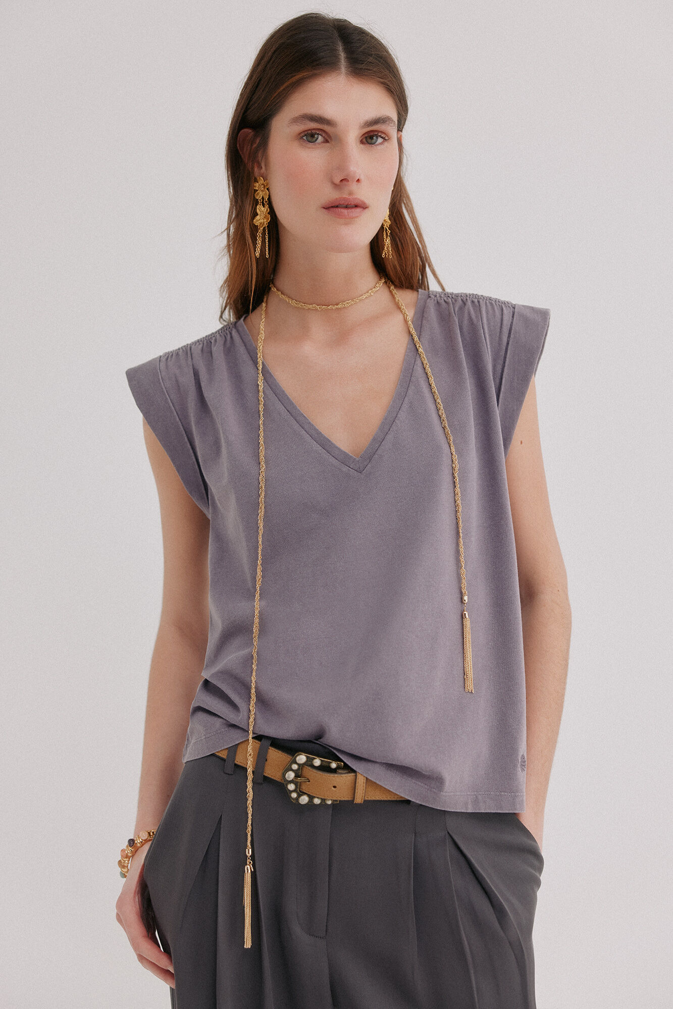 Hoss Intropia Mabel. Camiseta con solapa Morado