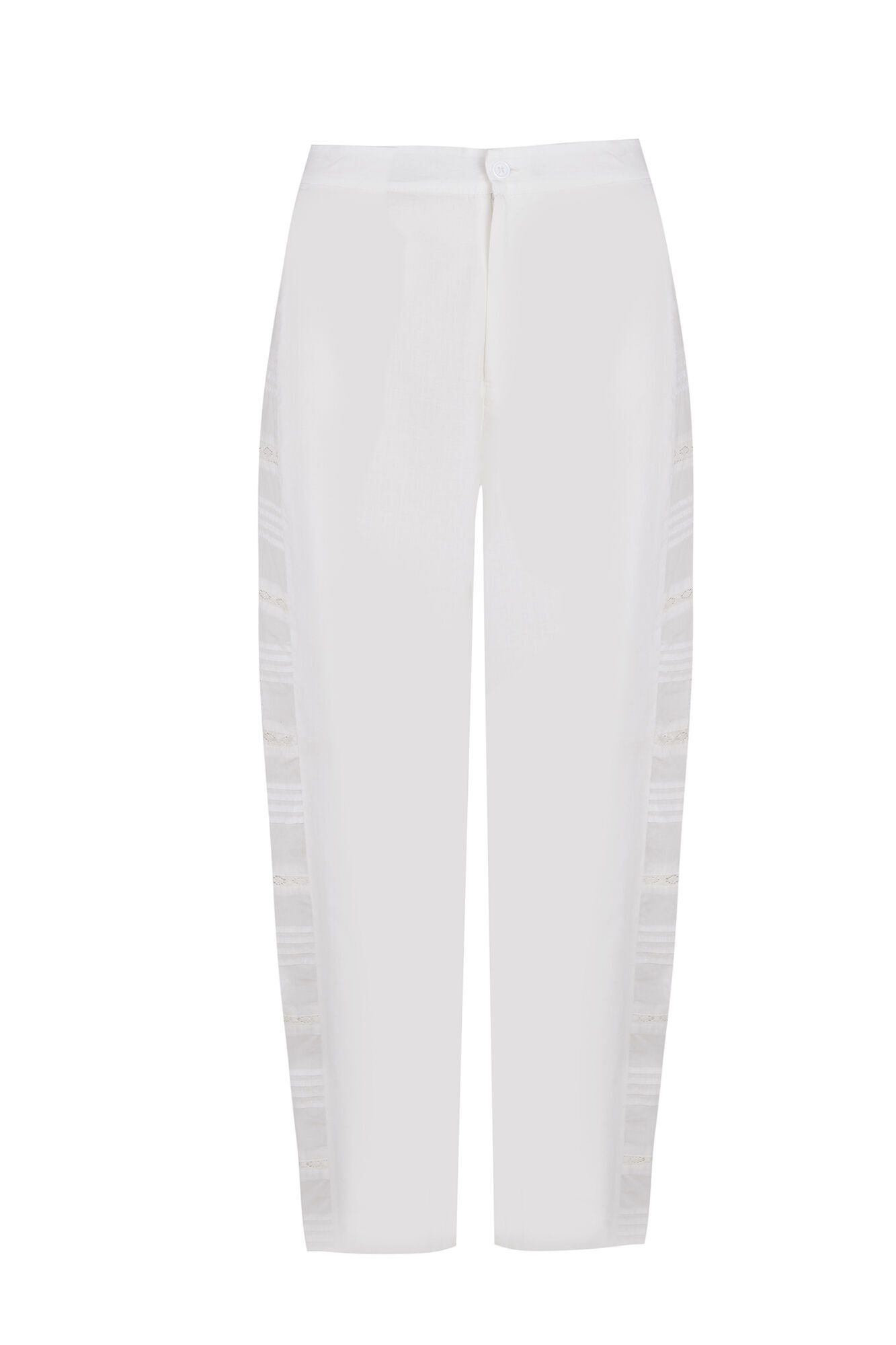 Hoss Intropia P&iacute;a. Pantal&oacute;n tiro medio bordado Blanco