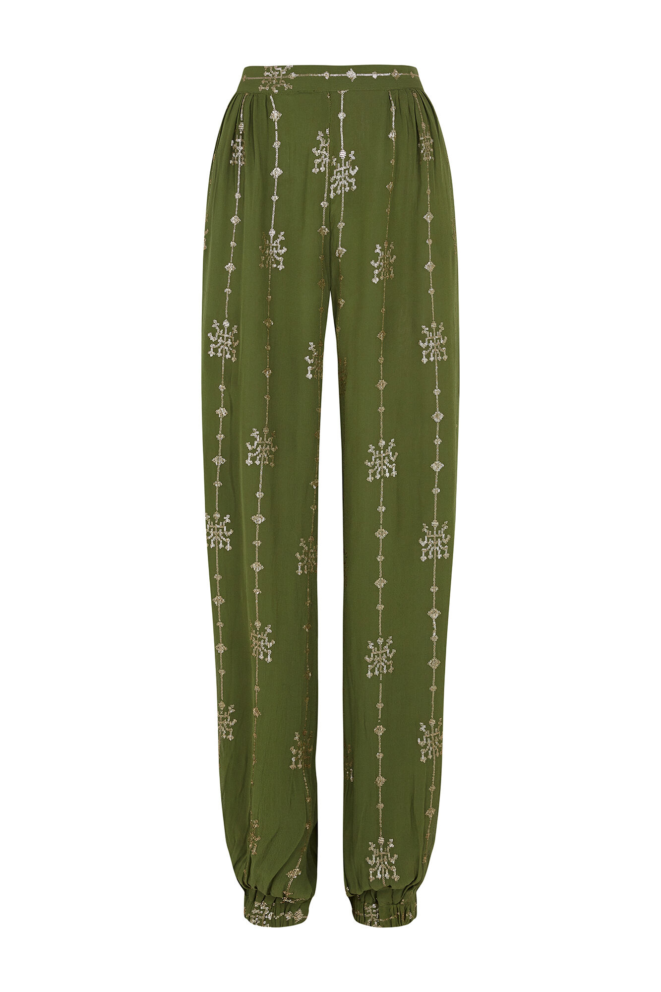 Hoss Intropia Piper. Pantal&oacute;n tejido bordado Kaki