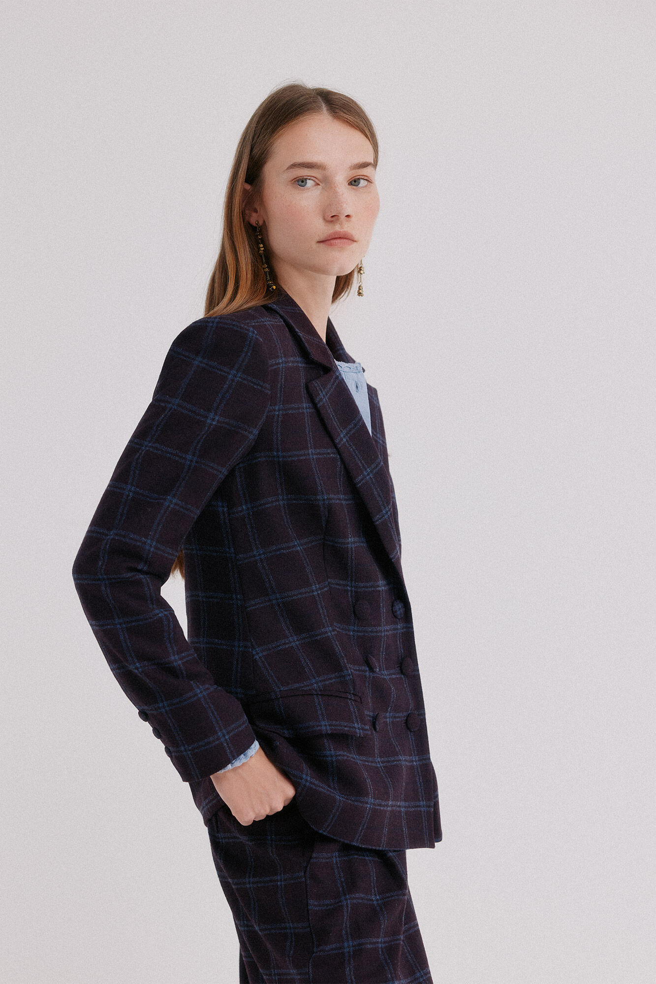Hoss Intropia Emerald. Blazer de cuadros Azul marino