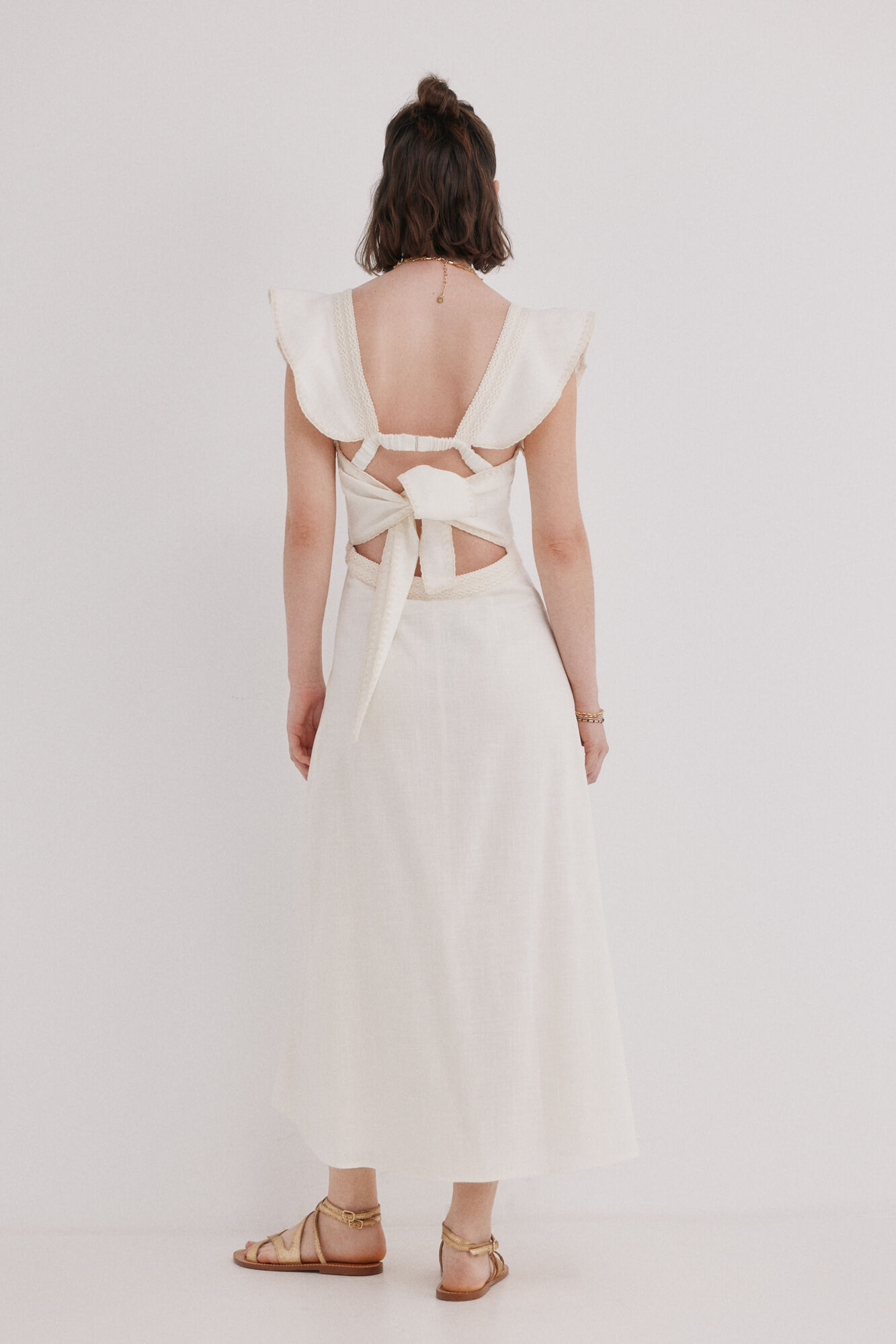 Hoss Intropia Amaya. Vestido midi algod&oacute;n Marfil