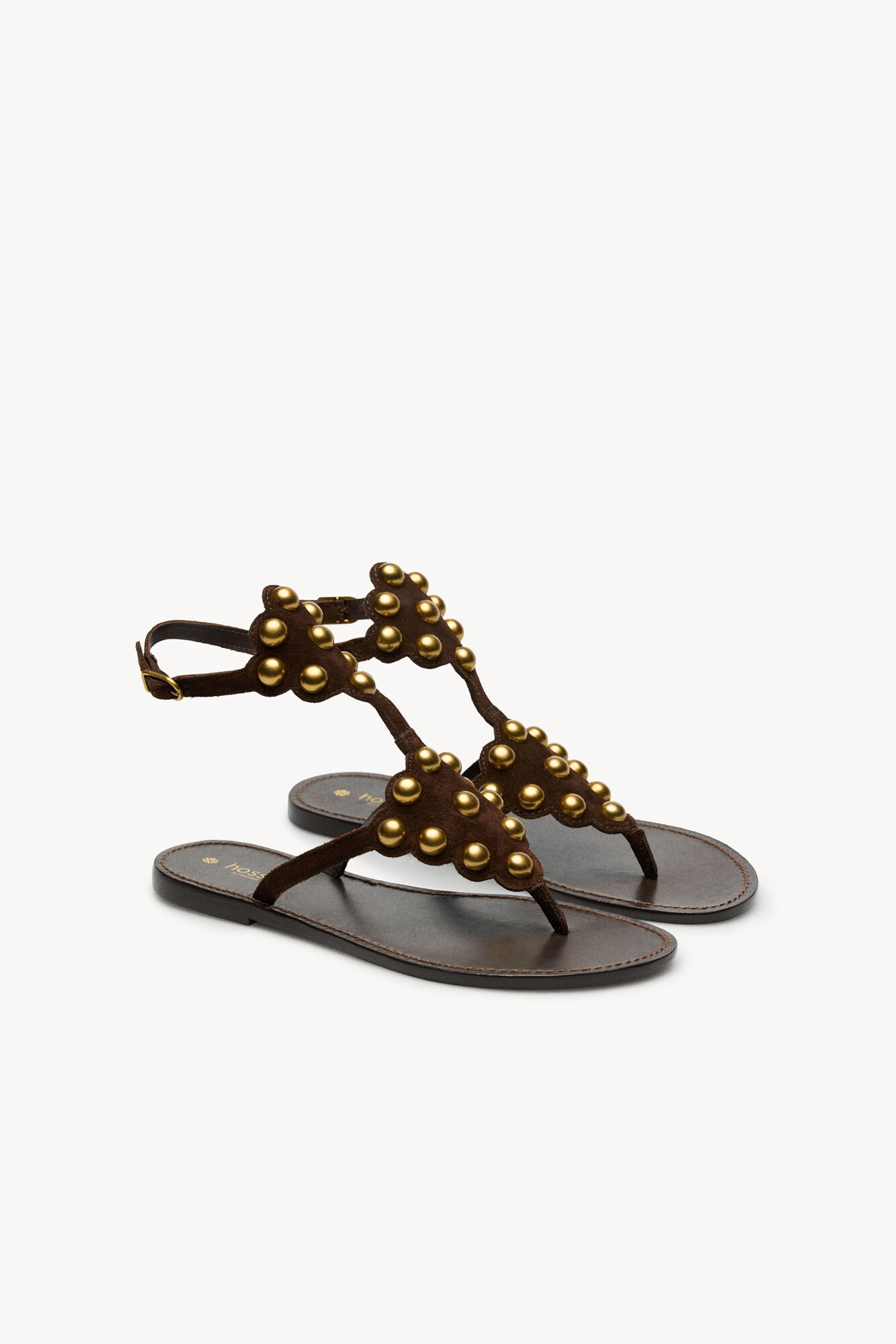 Hoss Intropia Maisa. Sandalias de piel con piezas met&aacute;licas Marron