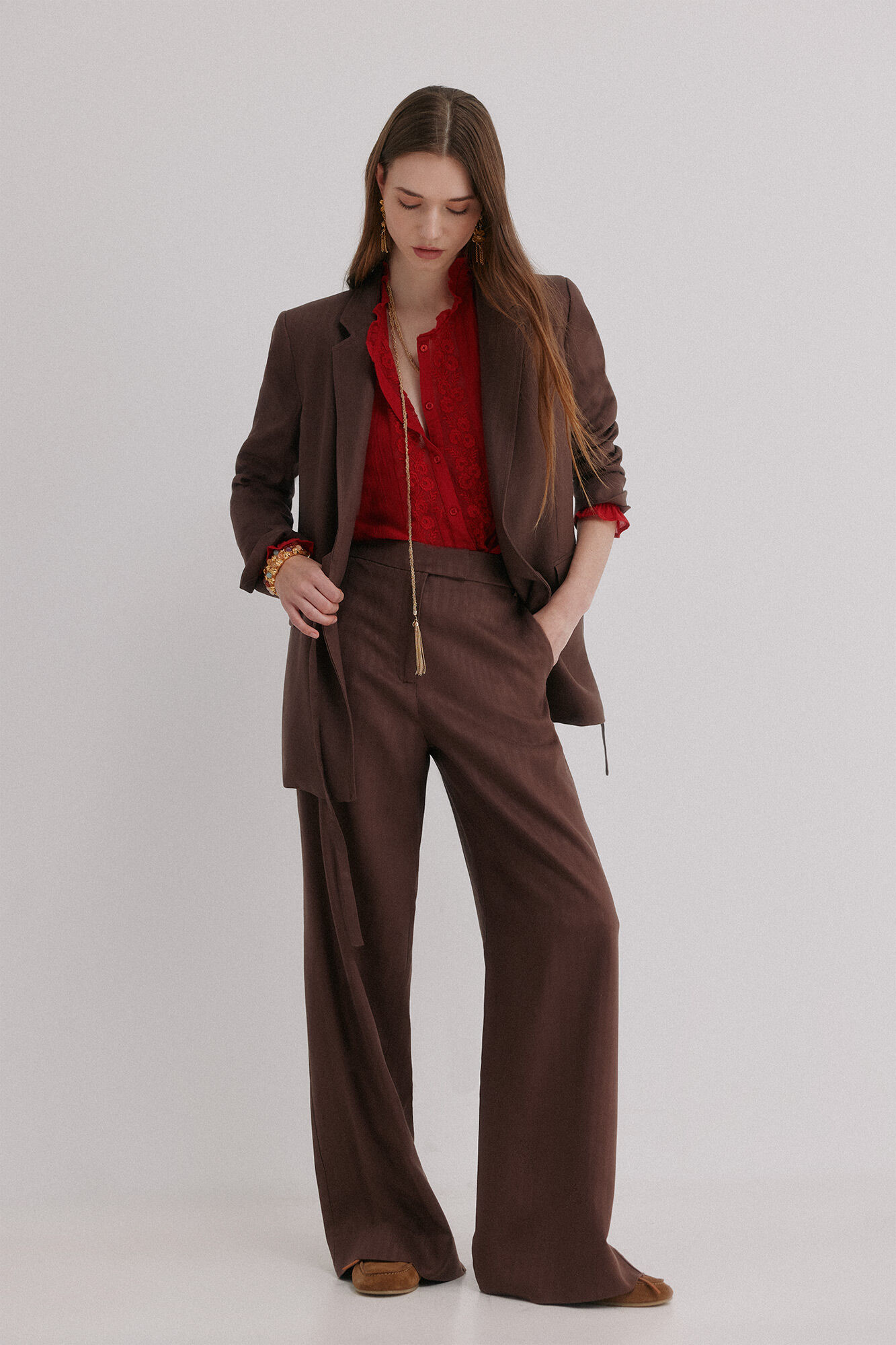 Hoss Intropia Elaine. Blazer con lazo Marron oscuro