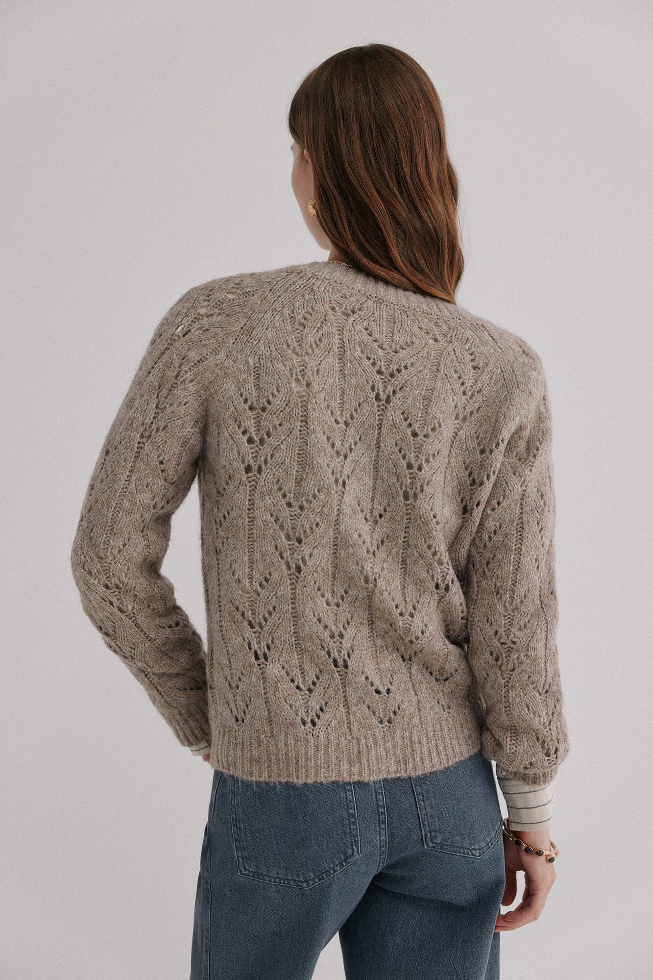 Hoss Intropia Ivette. C&aacute;rdigan calado Marron