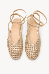 Hoss Intropia Maia. Bailarina de piel trenzada con tac&oacute;n Dorado