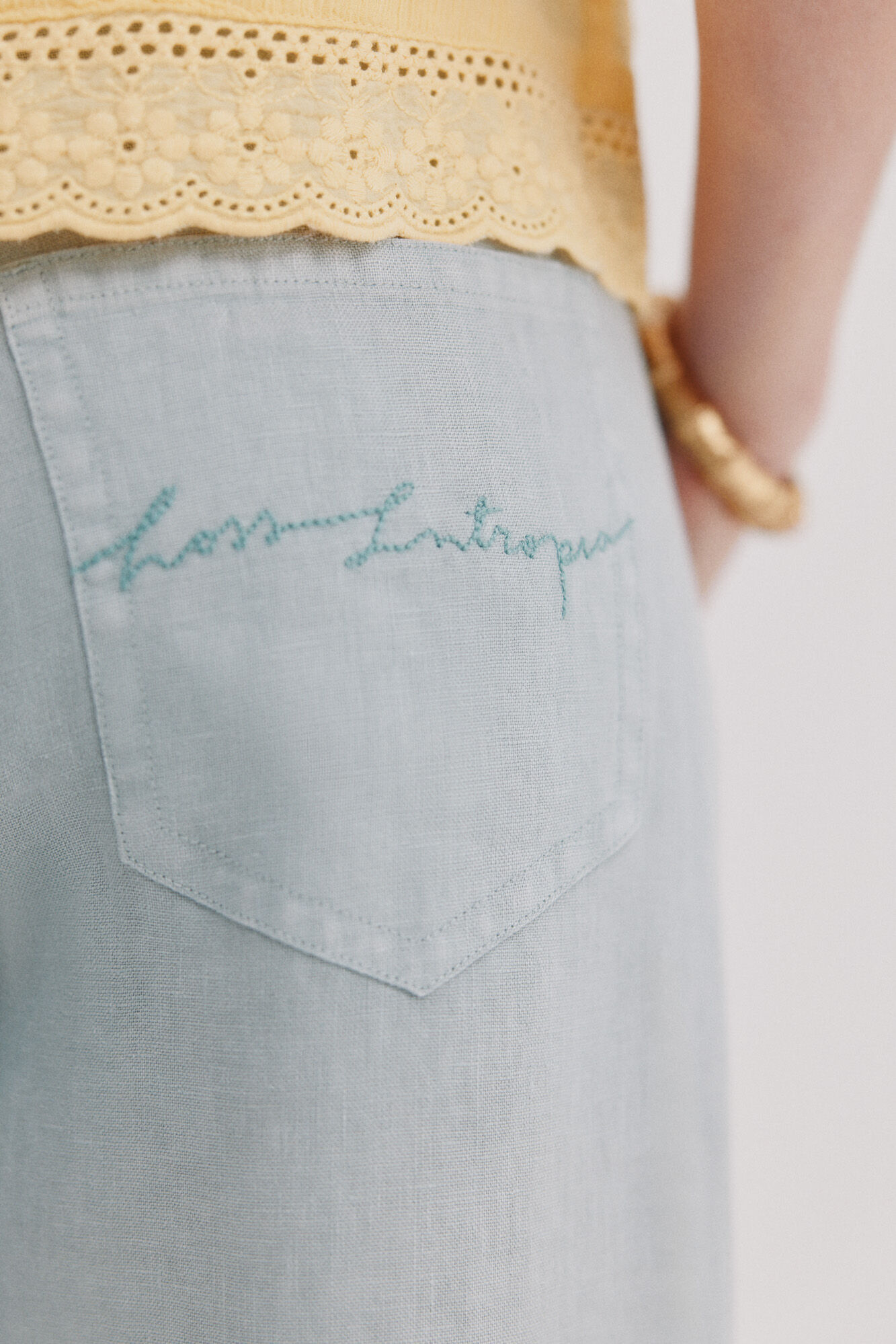 Hoss Intropia Paupa. Pantal&oacute;n de lino Azul