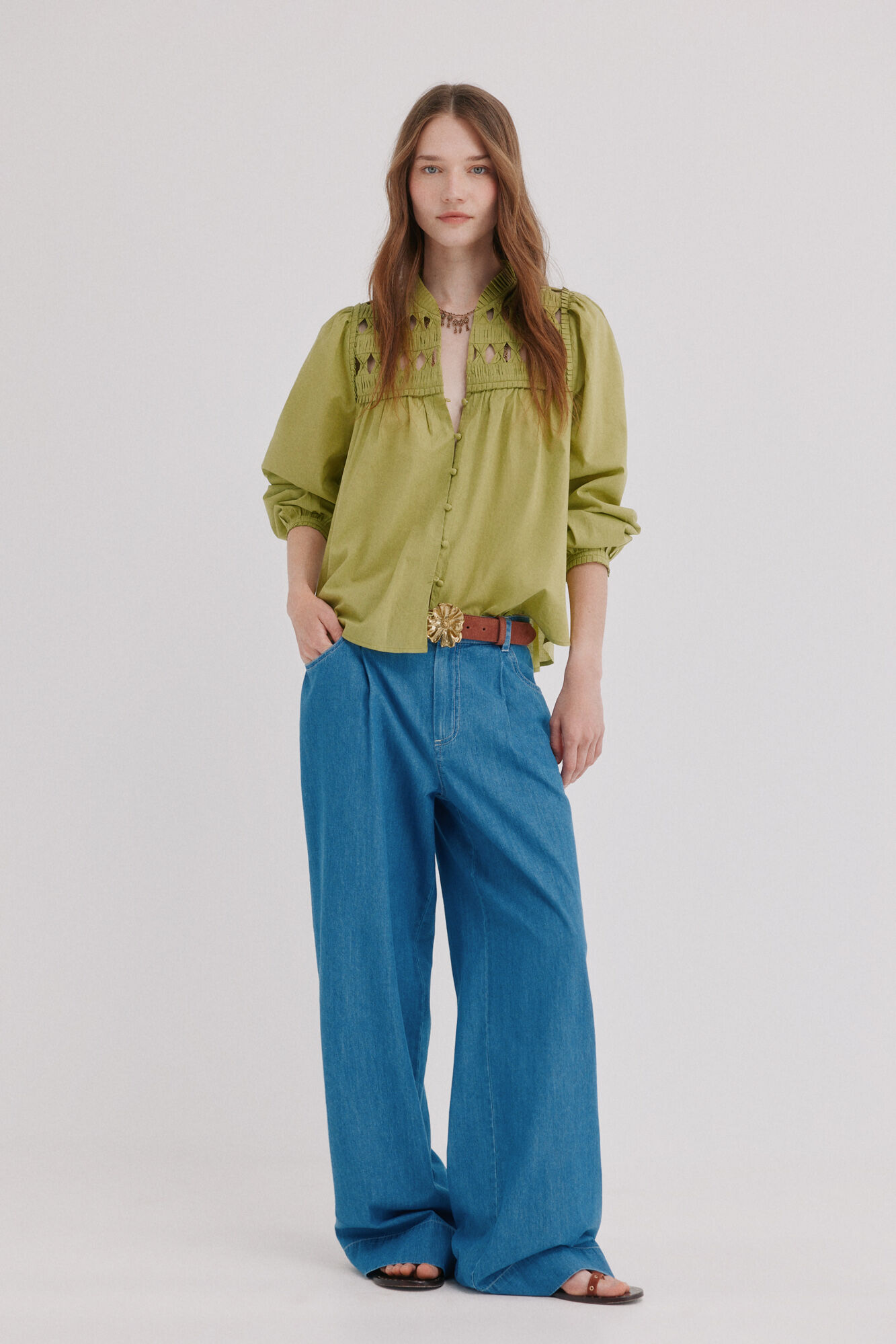 Hoss Intropia Cecile. Blusa manga larga Kaki