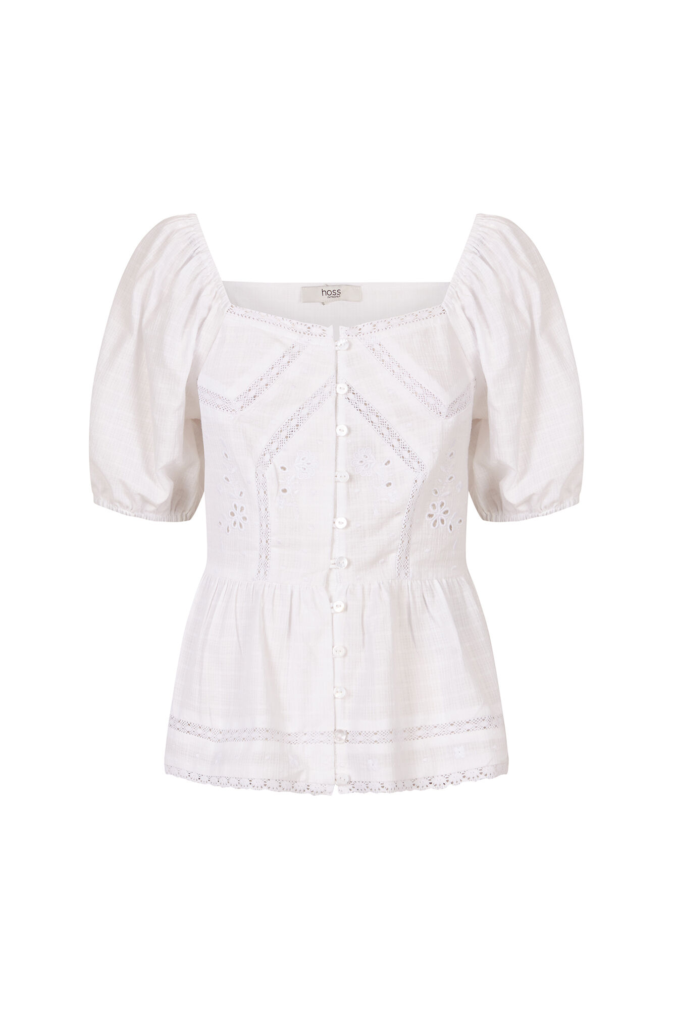 Hoss Intropia Gaia. Blusa rom&aacute;ntica peplum Marfil